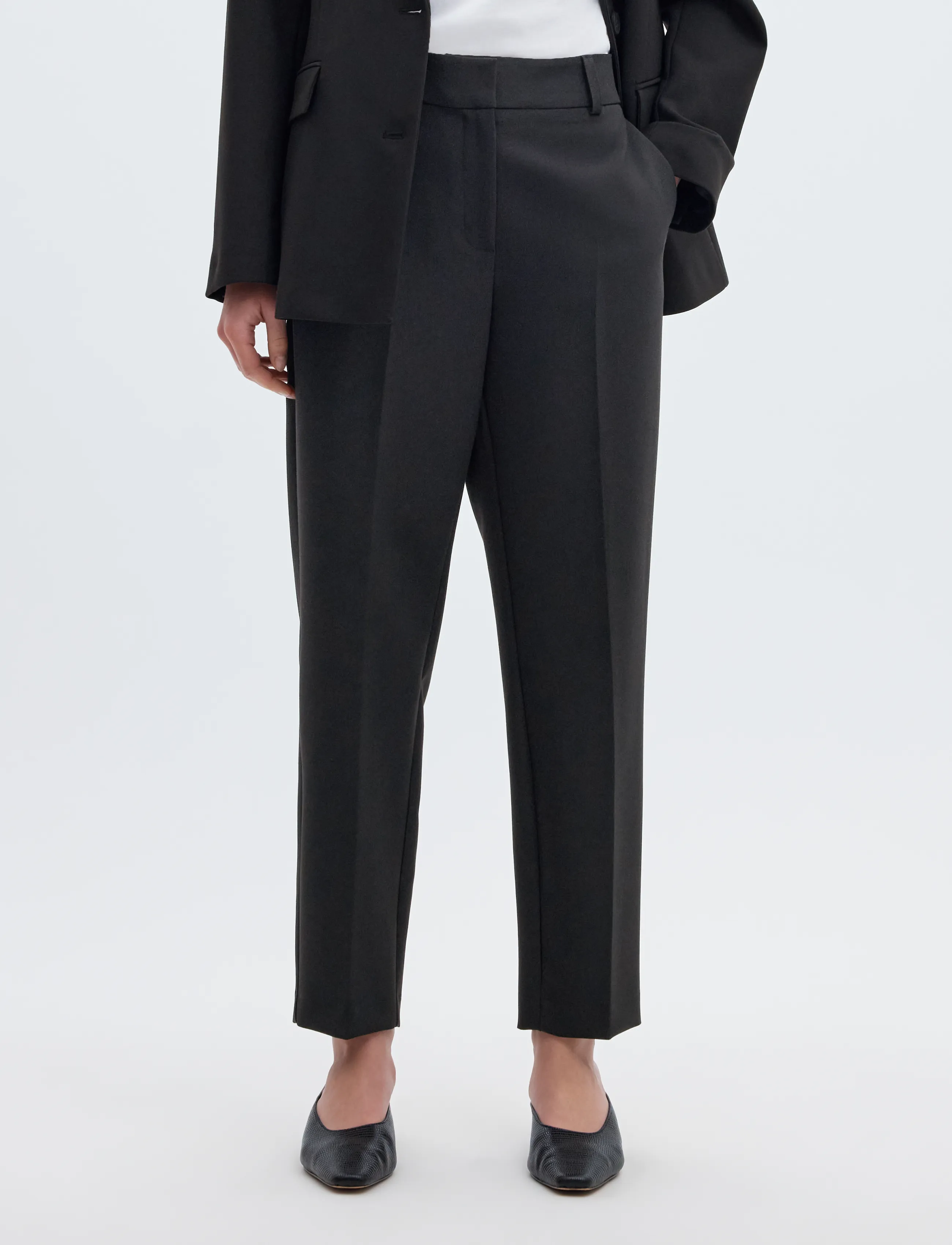 Selected Slwrita-Ria Mw Cropped Pant Fd Noos, Kvinder, Mellemhøj Talje Cropped Bukser, Sort, Str: 34