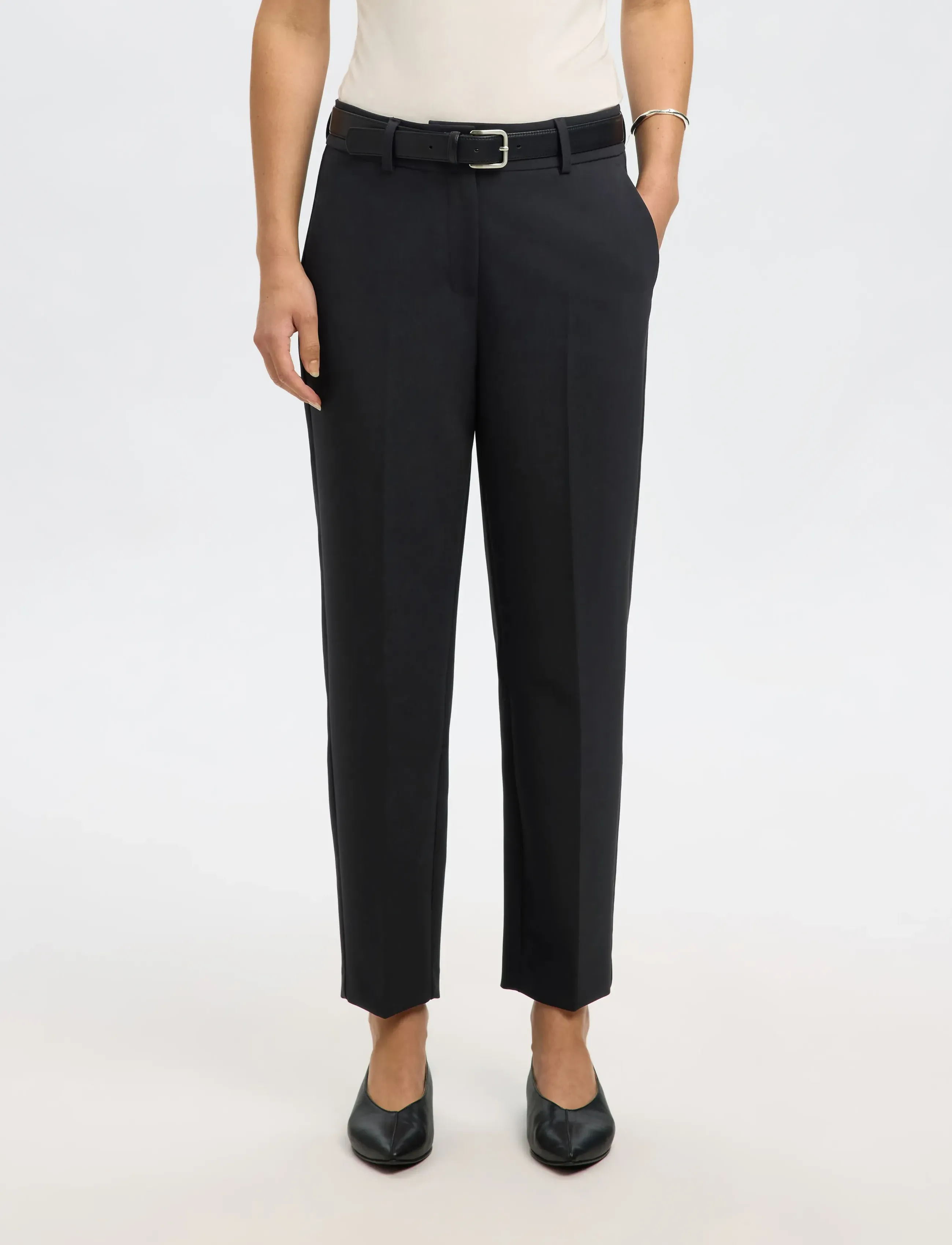 Selected SLWRITA-RIA MW CROPPED PANT FD NOOS - Transitional Layering - BLACK / black
