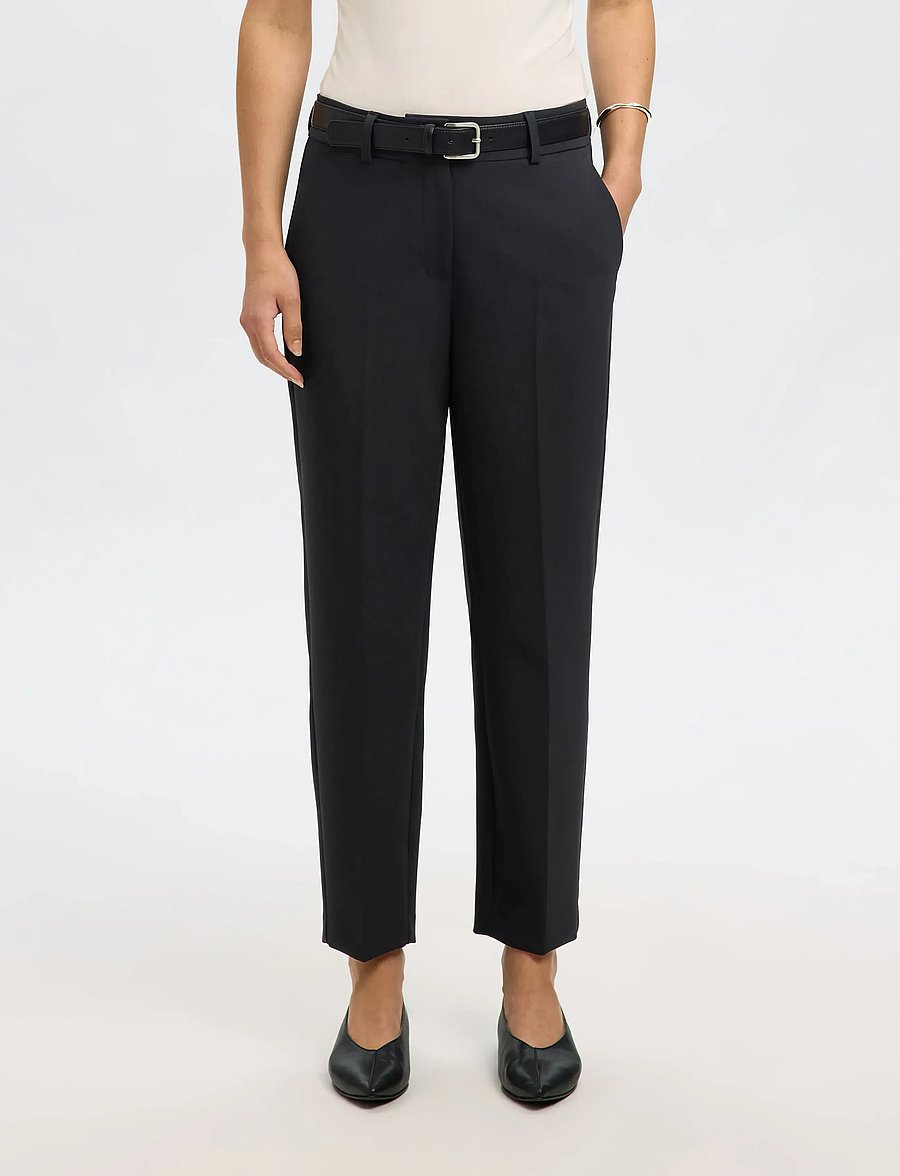 Selected - SLWRITA-RIA MW CROPPED PANT FD NOOS - chinos - black - 0