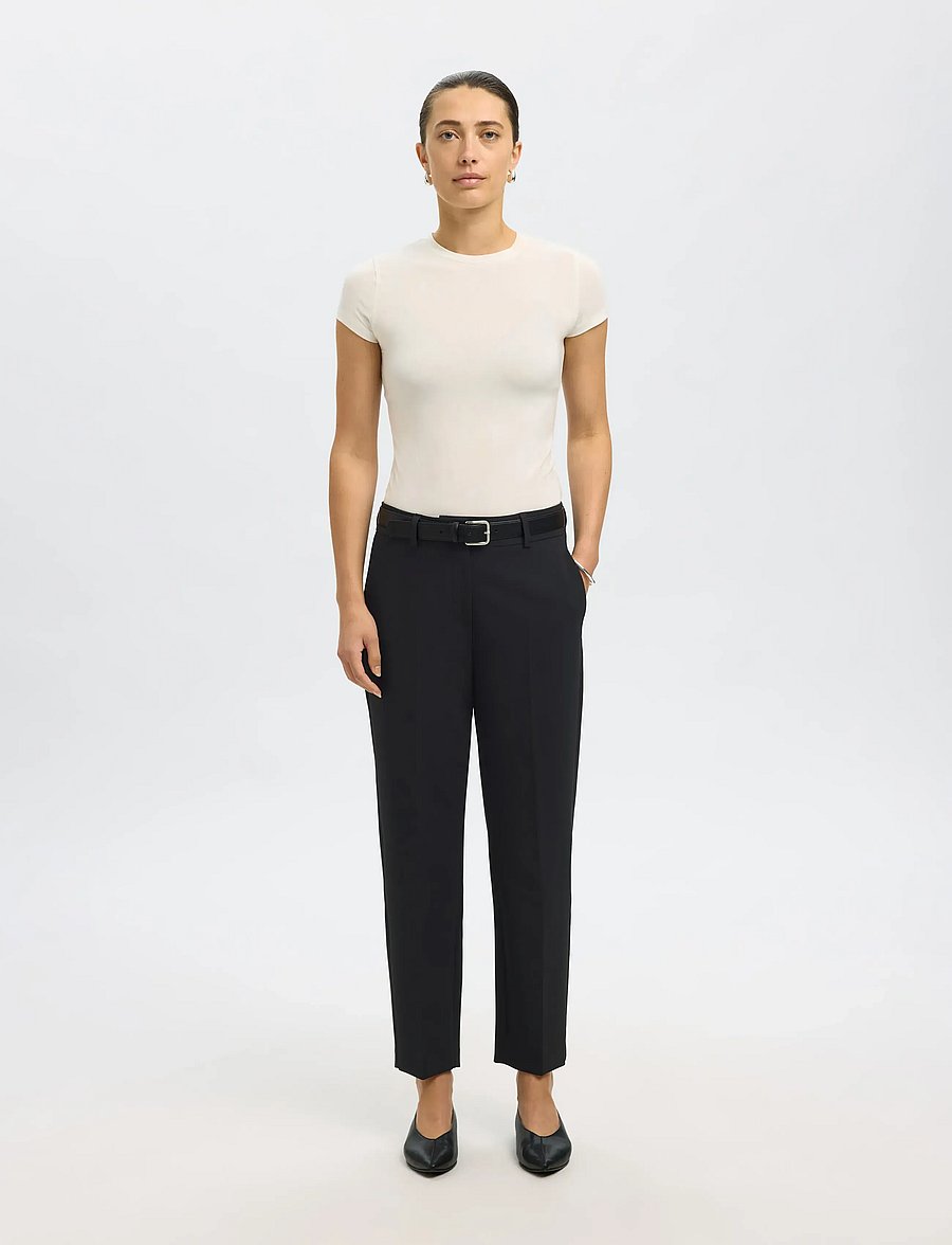 Selected - SLWRITA-RIA MW CROPPED PANT FD NOOS - chinos - black - 4