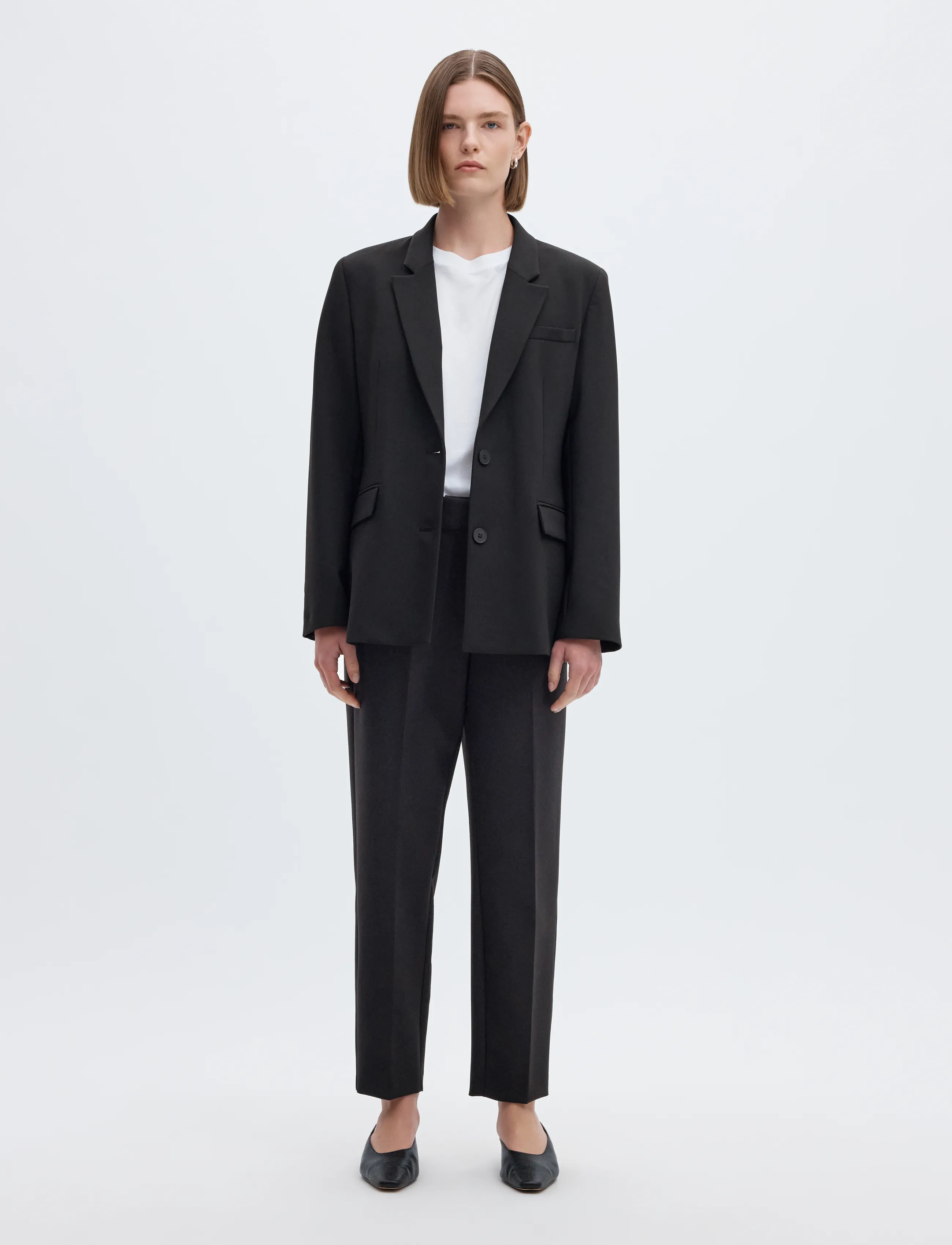 Selected - SLWRITA-RIA MW CROPPED PANT FD NOOS - chinos - black - 4