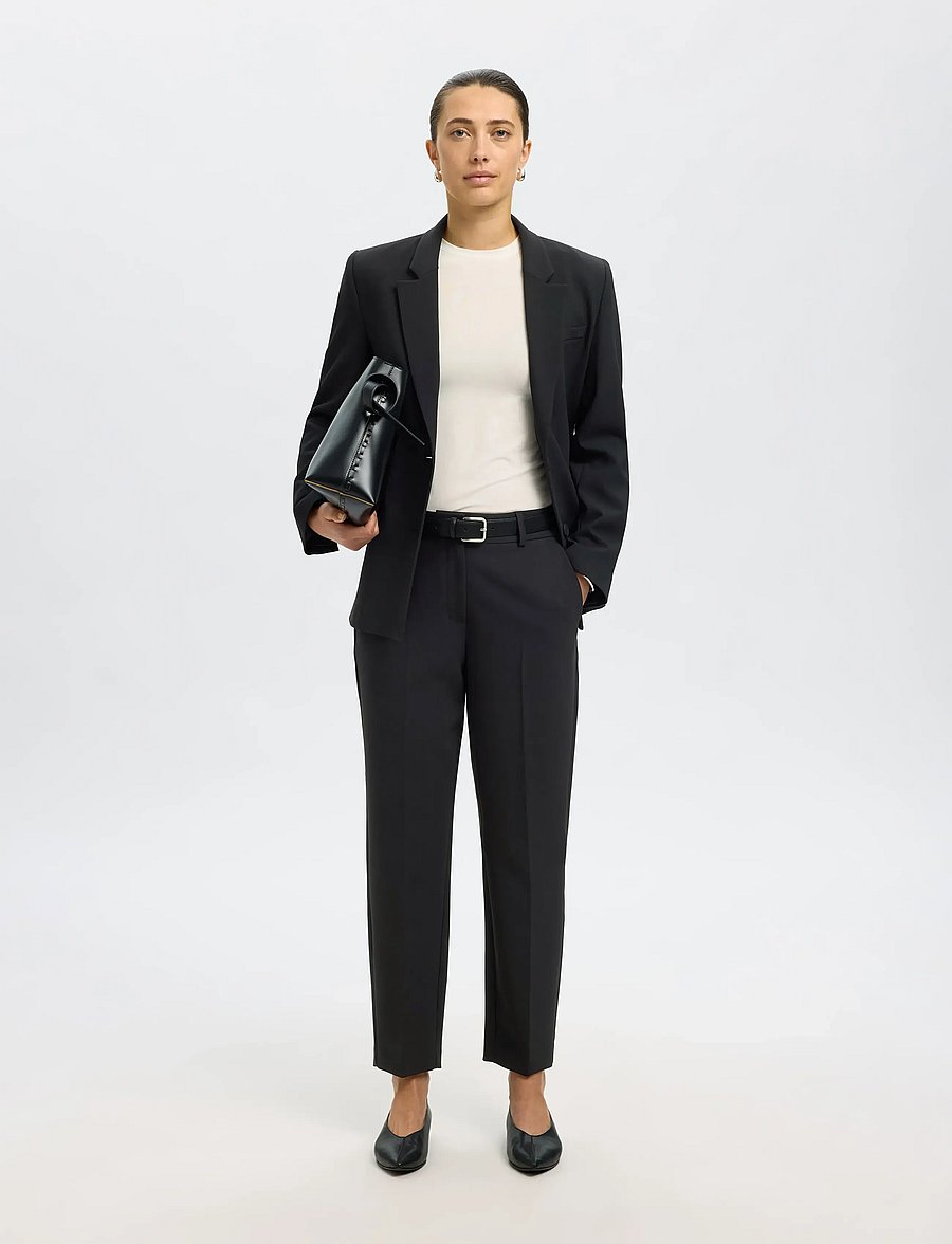Selected - SLWRITA-RIA MW CROPPED PANT FD NOOS - chinos - black - 5