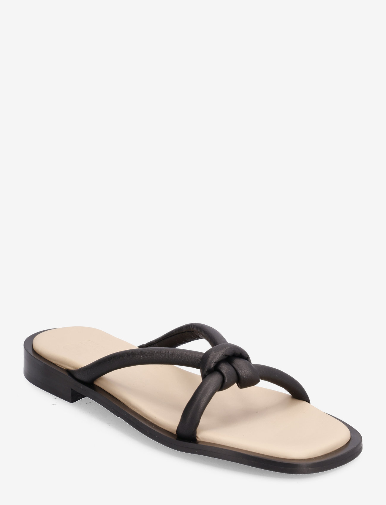 Selected Femme - SLFSARA PADDED LEATHER SLIDER - flat sandals - black - 0