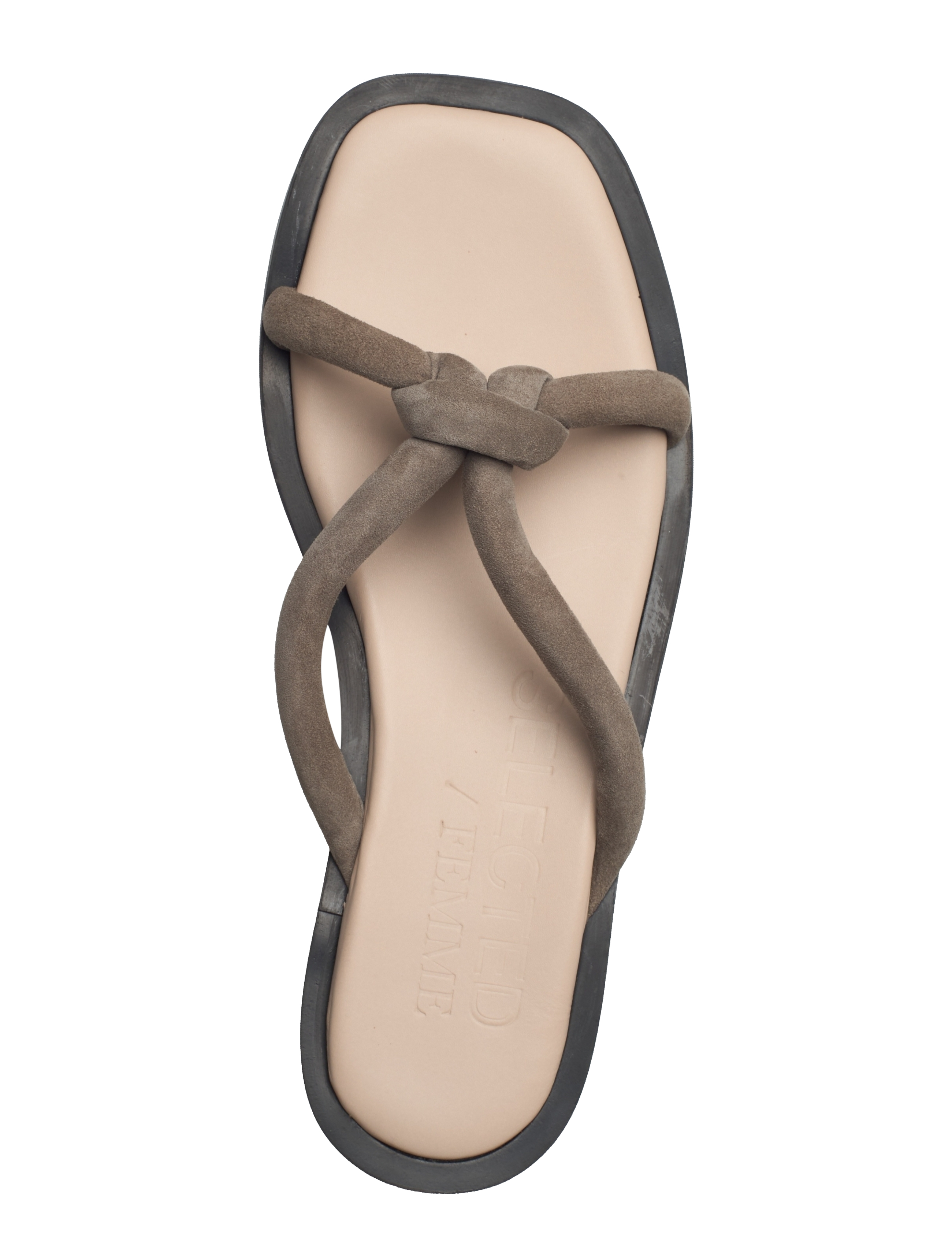 Selected - SLFSARA PADDED SUEDE SLIDER - flache sandalen - demitasse - 3