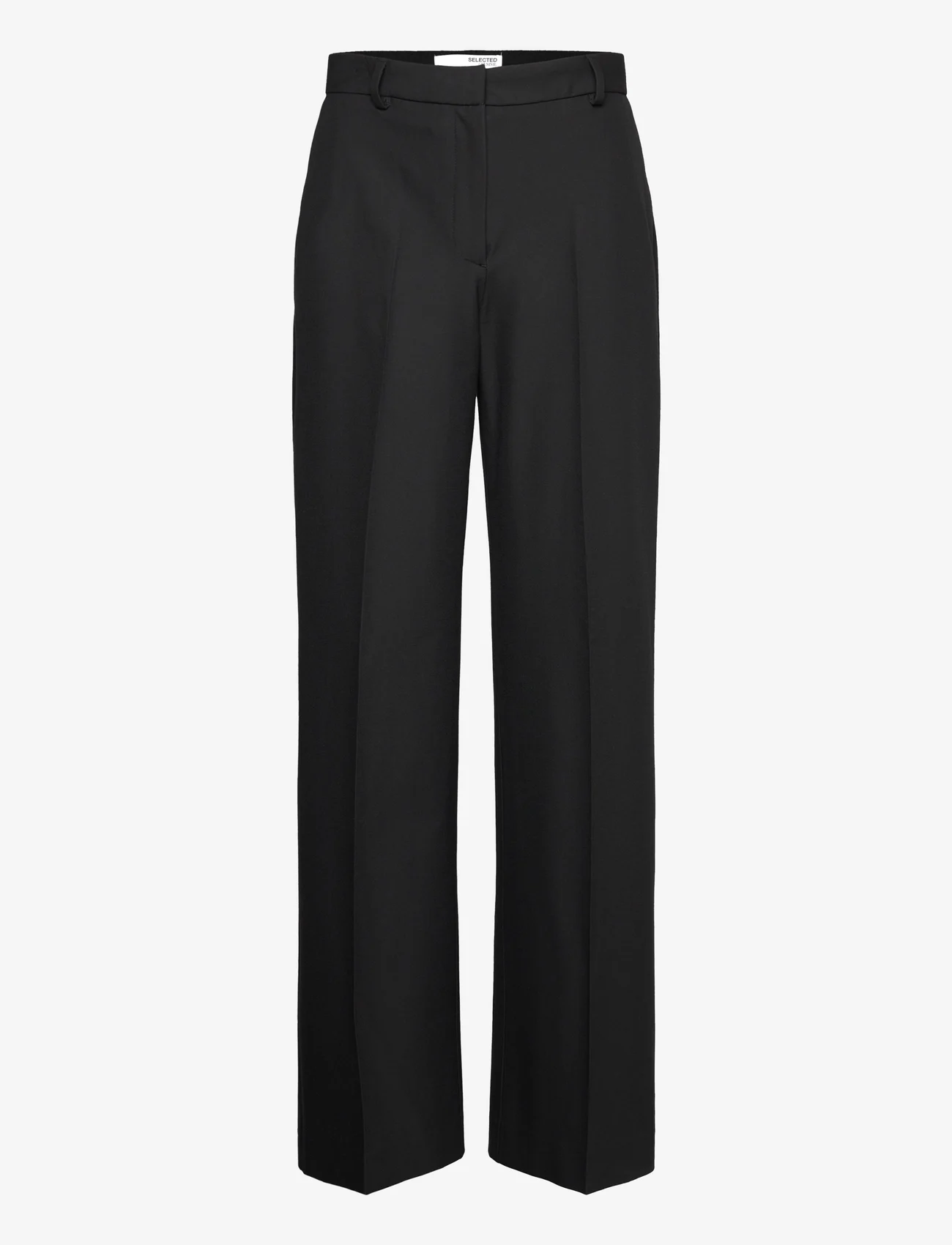 Selected Femme - SLFELIANA HW WIDE PANT N - uitlopende broeken - black - 0