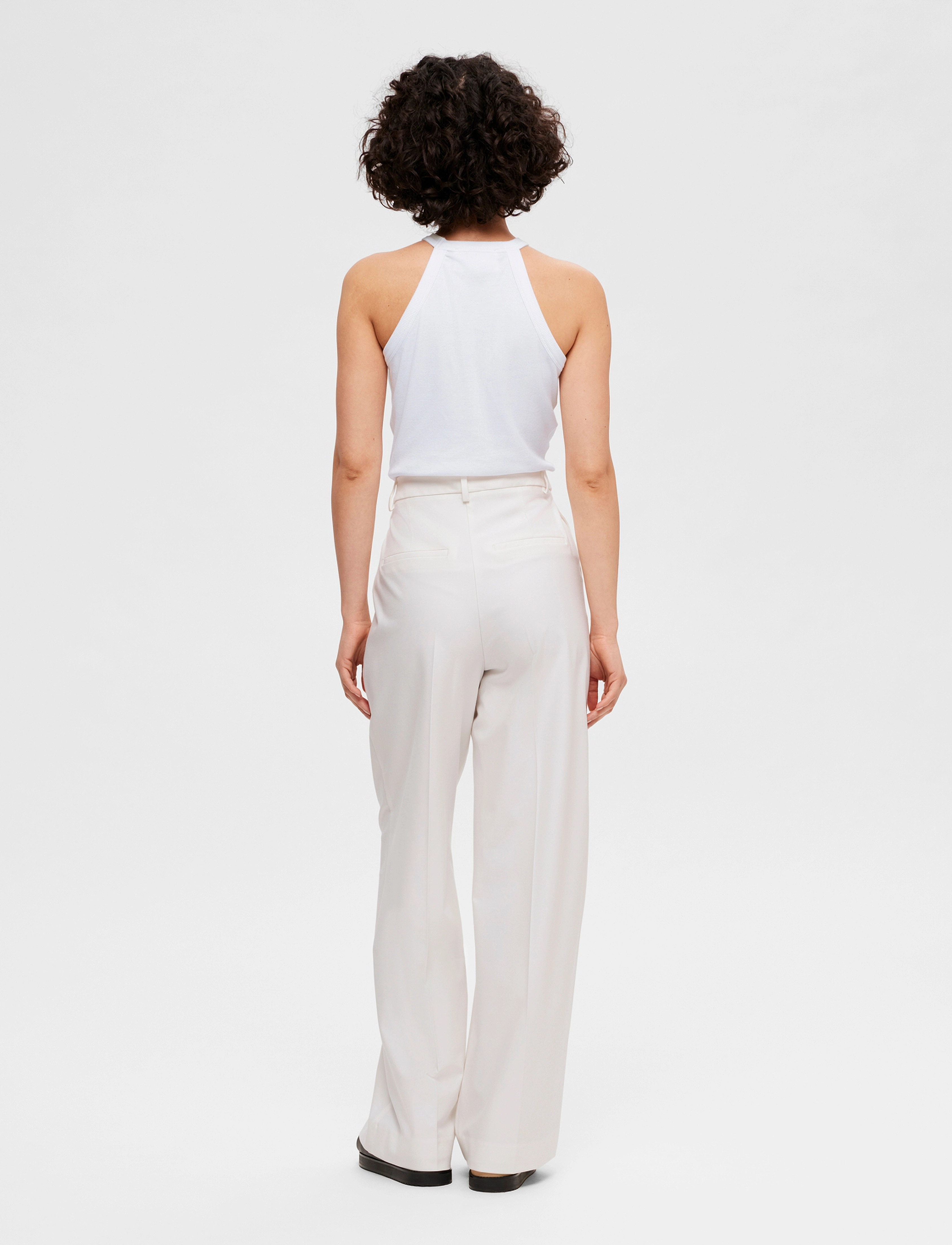 Selected - SLFELIANA HW WIDE PANT N - snow white - 2