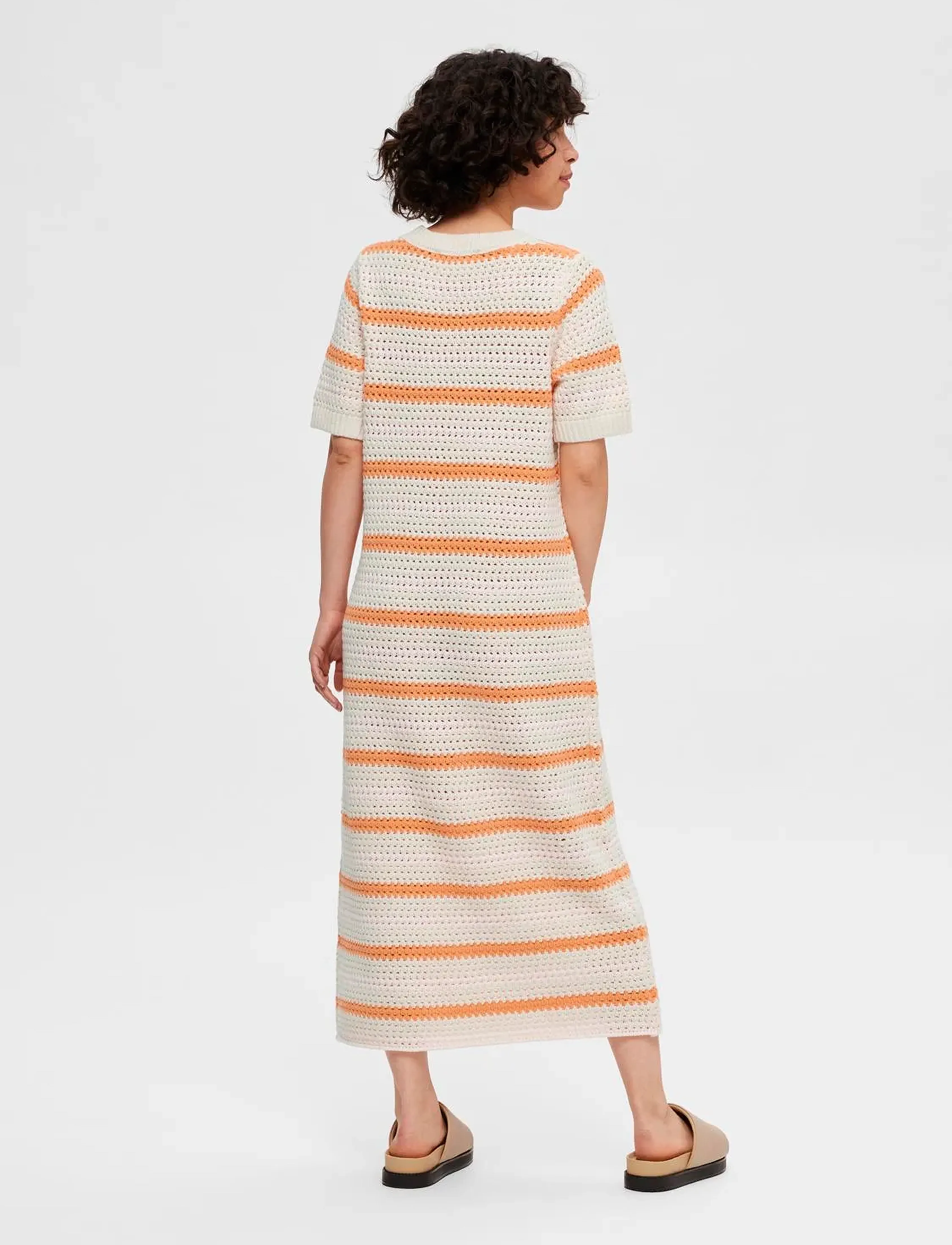 Selected - SLFALBY SS LONG KNIT DRESS - strickkleider - birch - 3