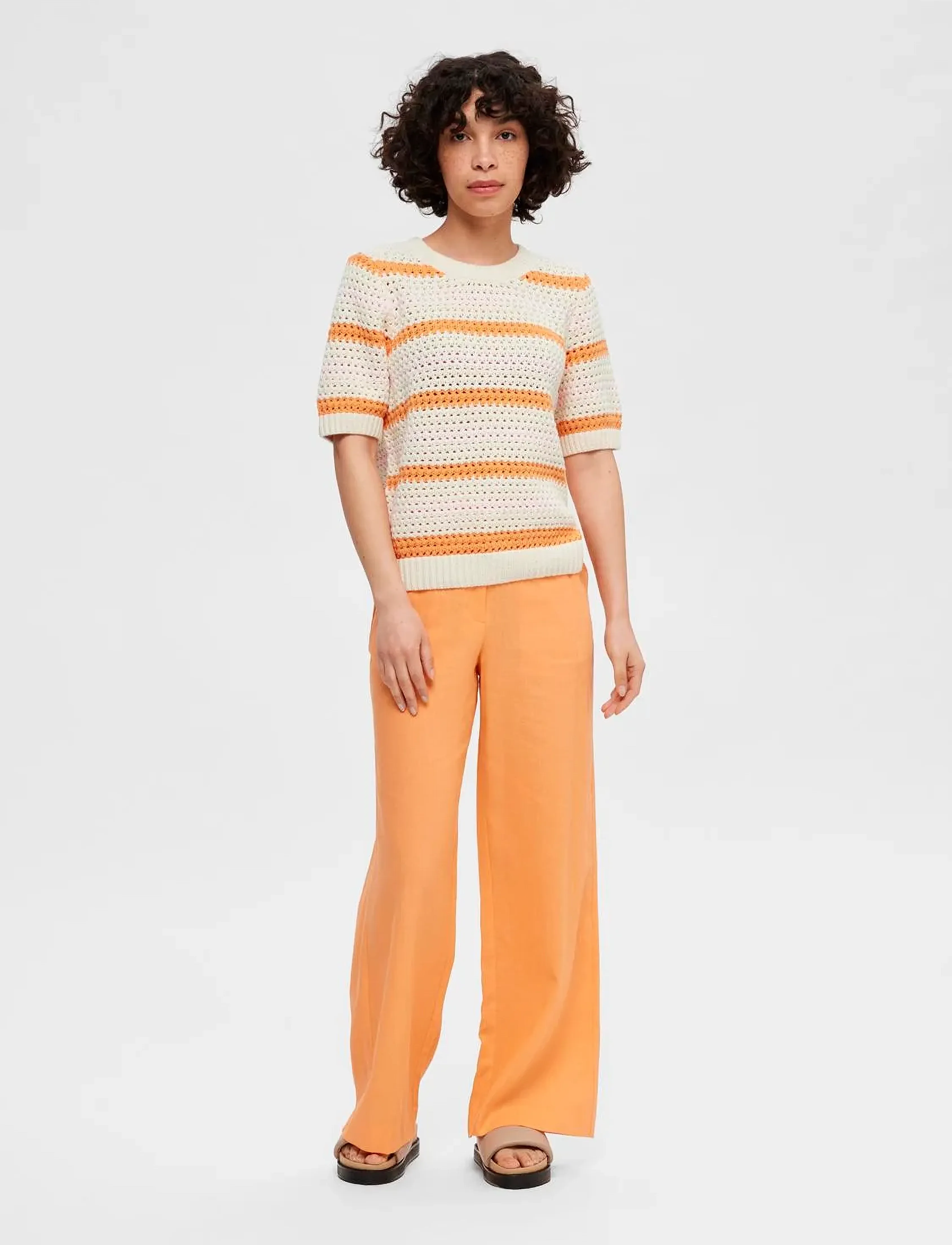 Selected - SLFALBY SS KNIT O-NECK - trøjer - birch - 4