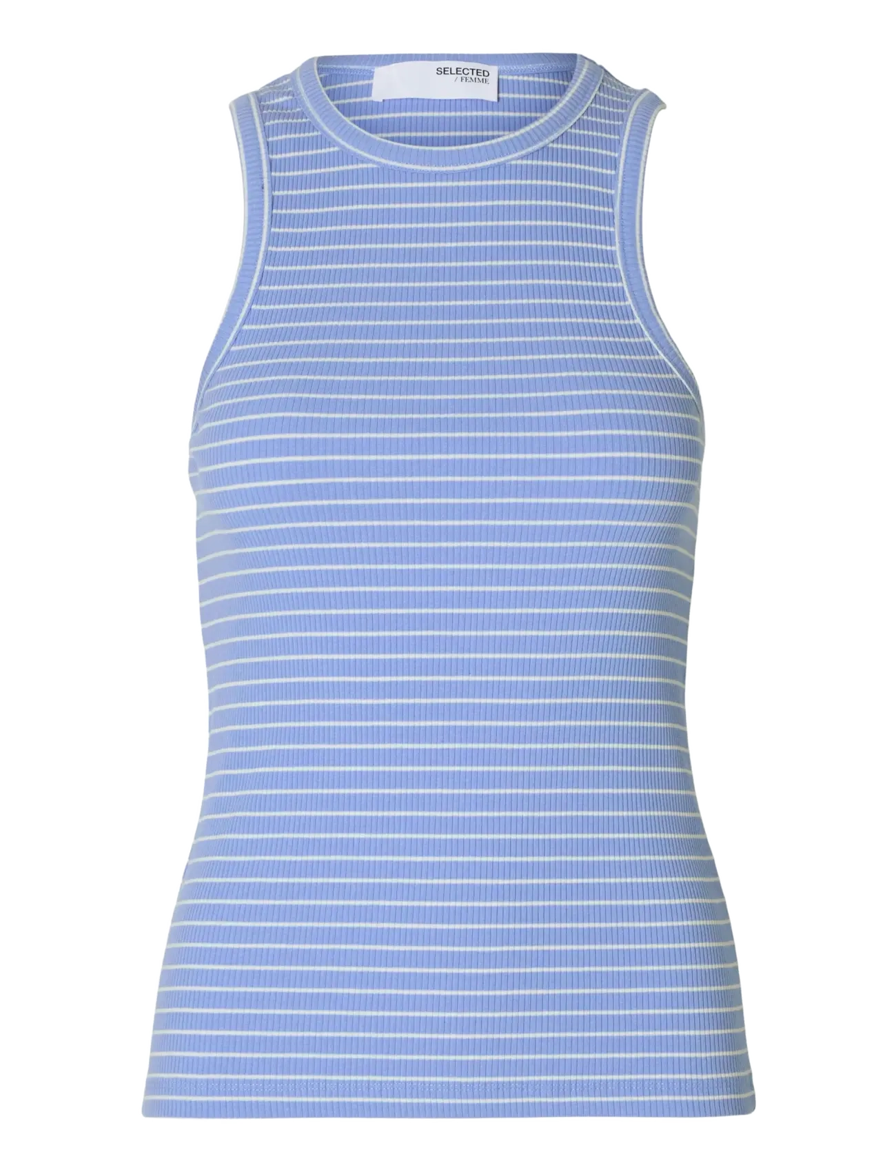 Selected SLFANNA O-NECK STRIPED TANK TOP NOOS - T-shirts & Tops - CORNFLOWER BLUE / blue