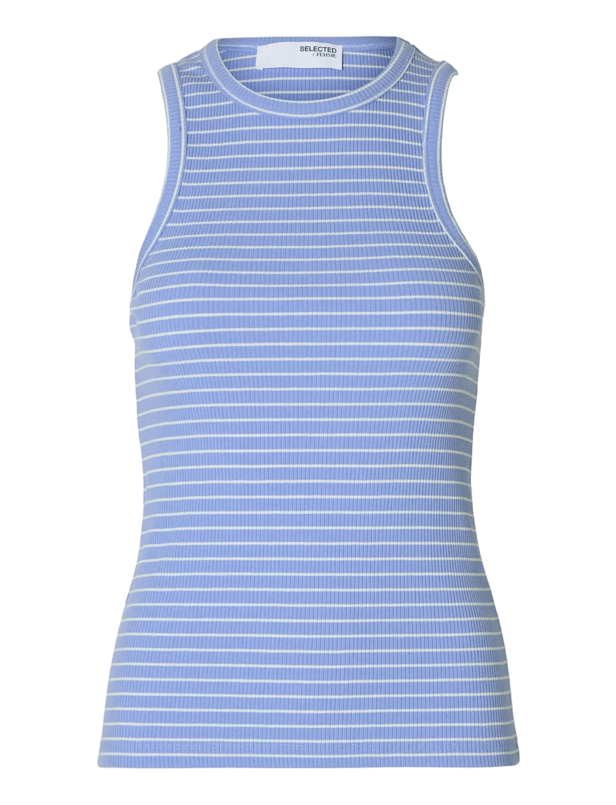 Selected - SLFANNA O-NECK STRIPED TANK TOP NOOS - sleeveless tops - cornflower blue - 1