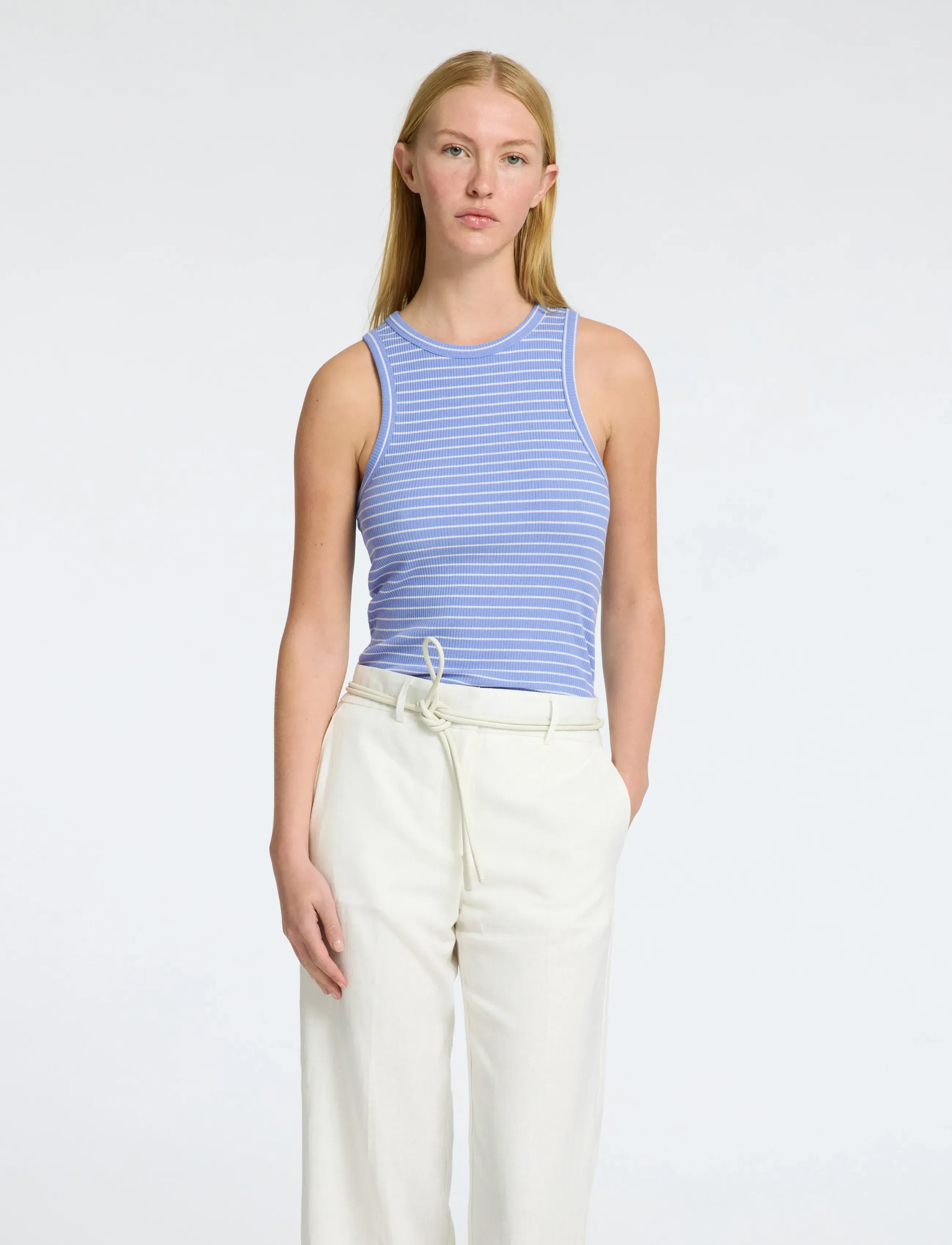Selected Slfanna O-Neck Striped Tank Top Noos, XS, T-shirts & Oberteile, Blau - Sleeveless, Frauen