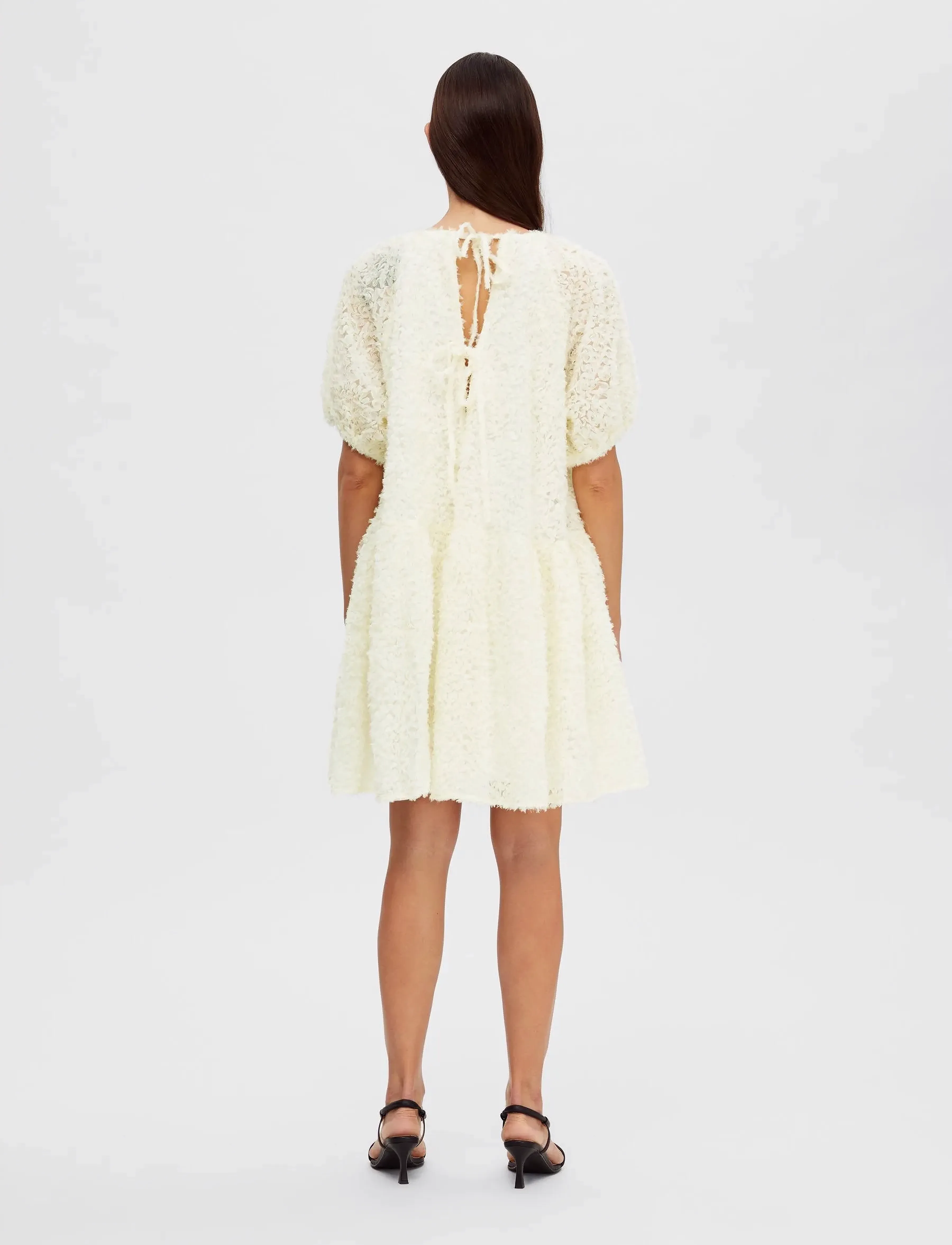Selected - SLFMANUELA 2/4 SHORT STRUCTURE DRESS B - festkjoler - creme - 2