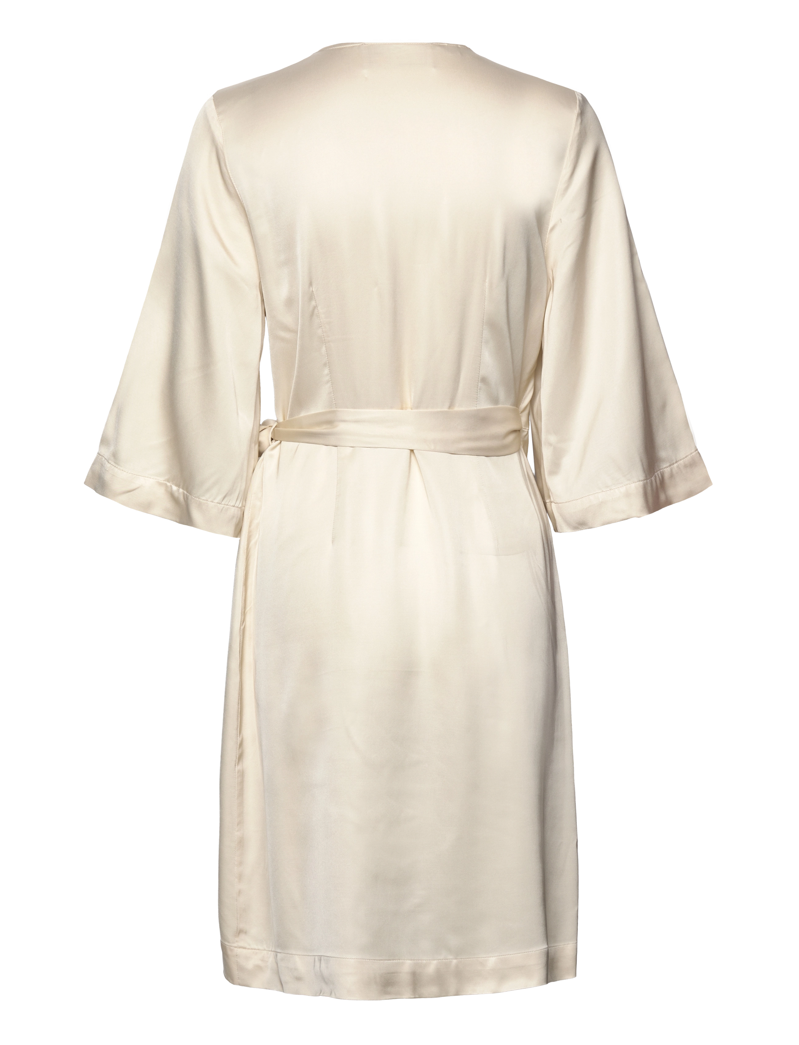Selected - SLFFRANZISKA 3/4 SHORT SATIN WRAP DRESS - slå-om-kjoler - birch - 1