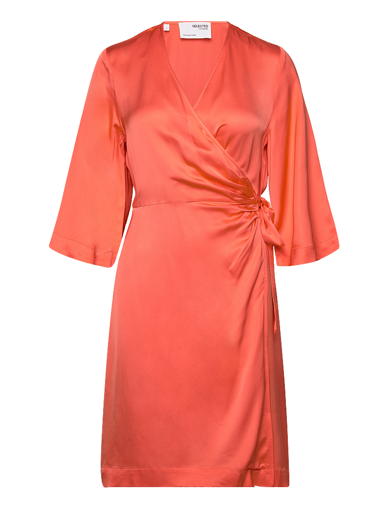 Short satin wrap clearance dress