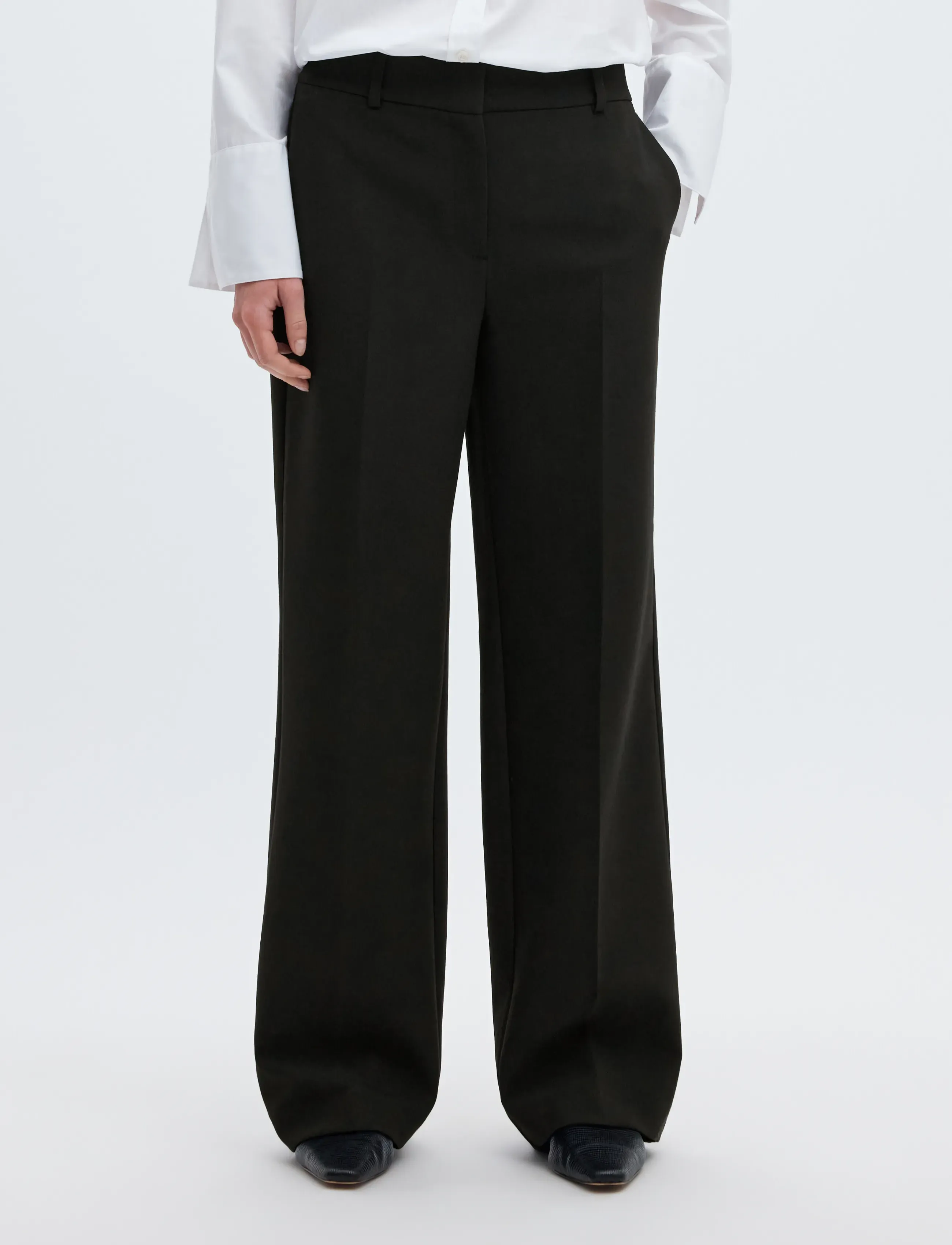 Selected SLWRITA MW WIDE PANT FD NOOS - Hosen - BLACK / black