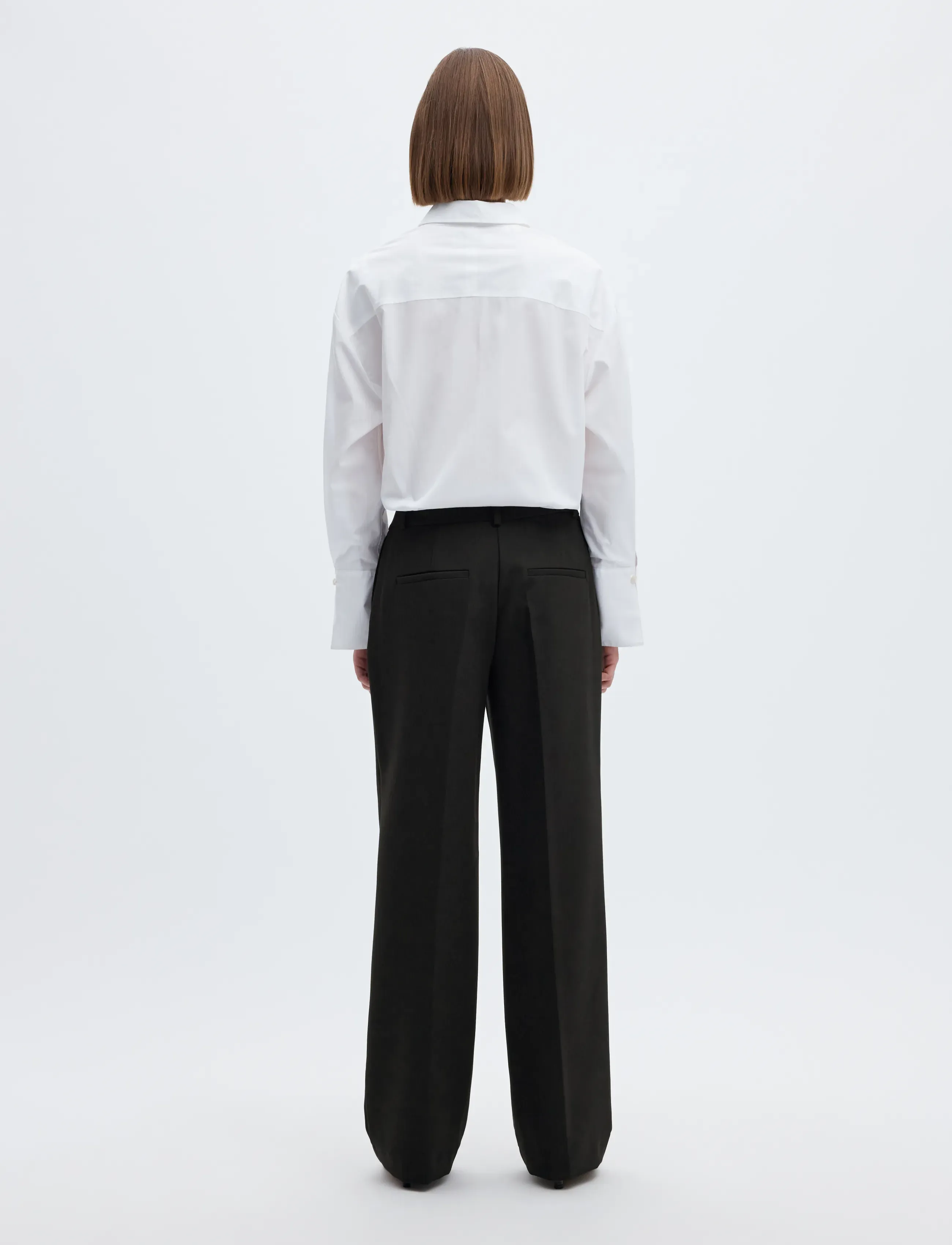 Selected - SLWRITA MW WIDE PANT FD NOOS - wide leg trousers - black - 2