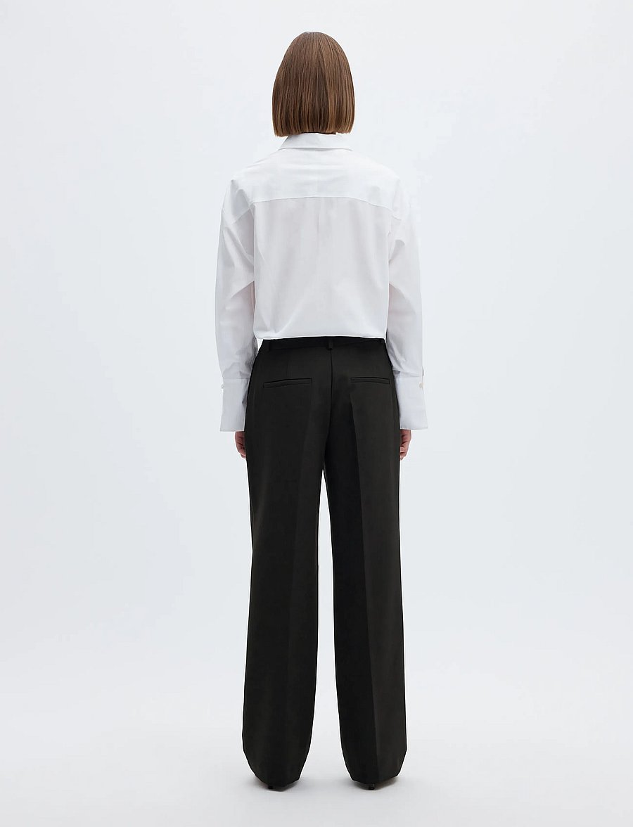 Selected - SLWRITA MW WIDE PANT FD NOOS - wide leg trousers - black - 2