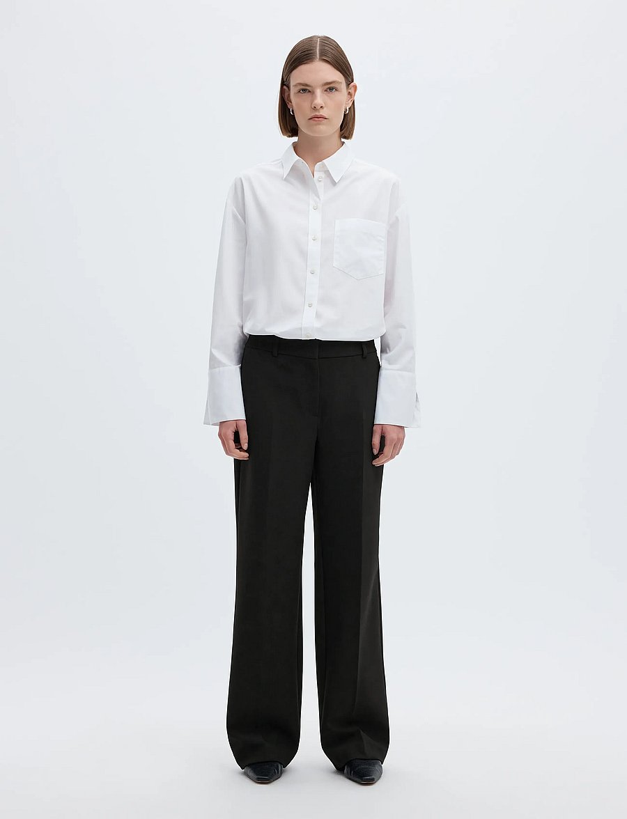 Selected - SLWRITA MW WIDE PANT FD NOOS - wide leg trousers - black - 3