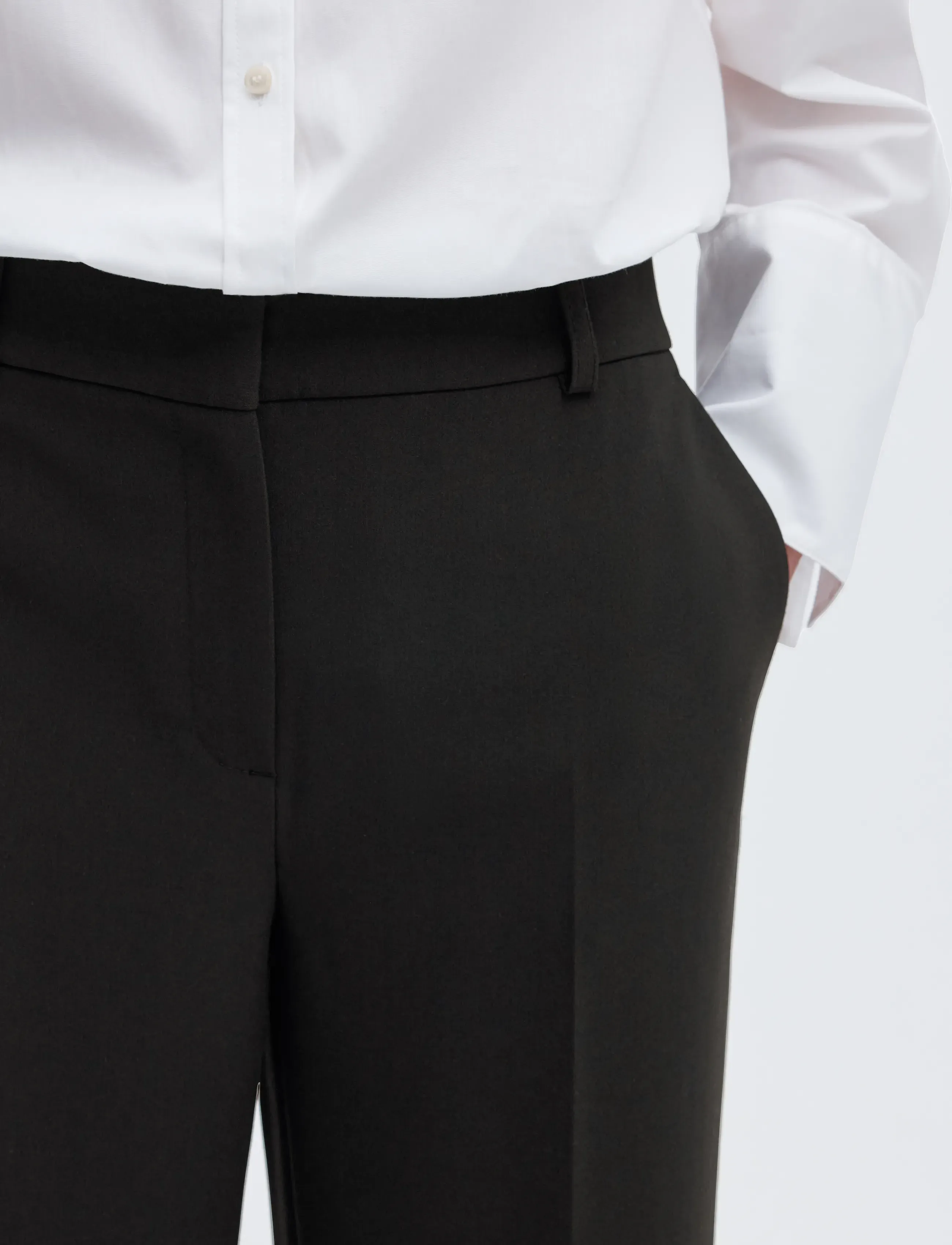 Selected - SLWRITA MW WIDE PANT FD NOOS - wide leg trousers - black - 4