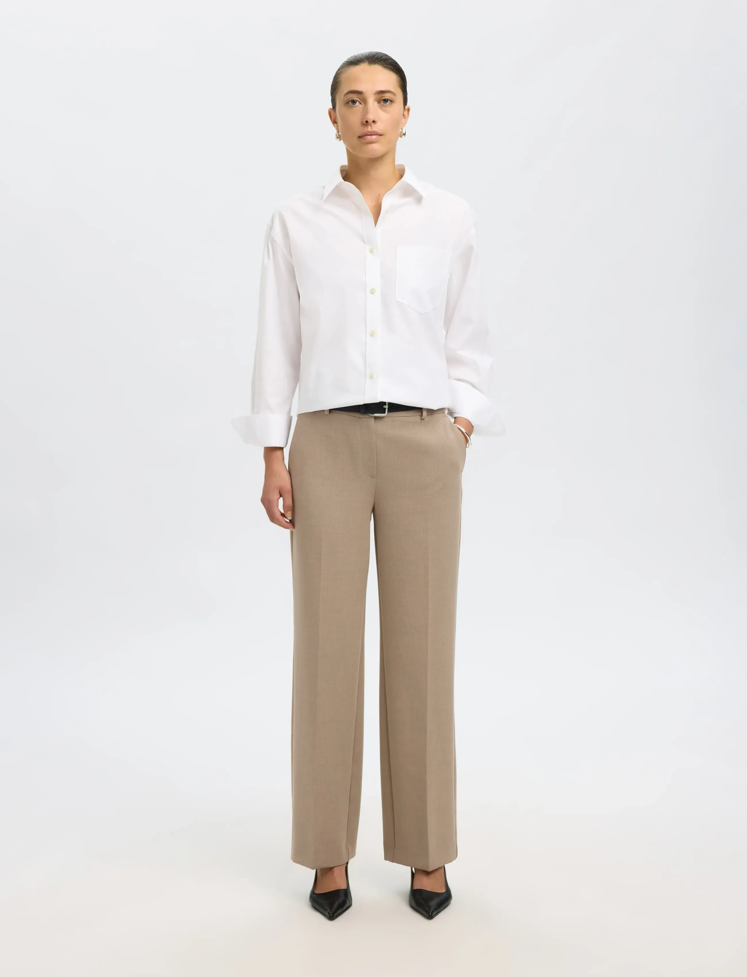 Slfrita Mw Wide Pant Camel Mlg N Noos