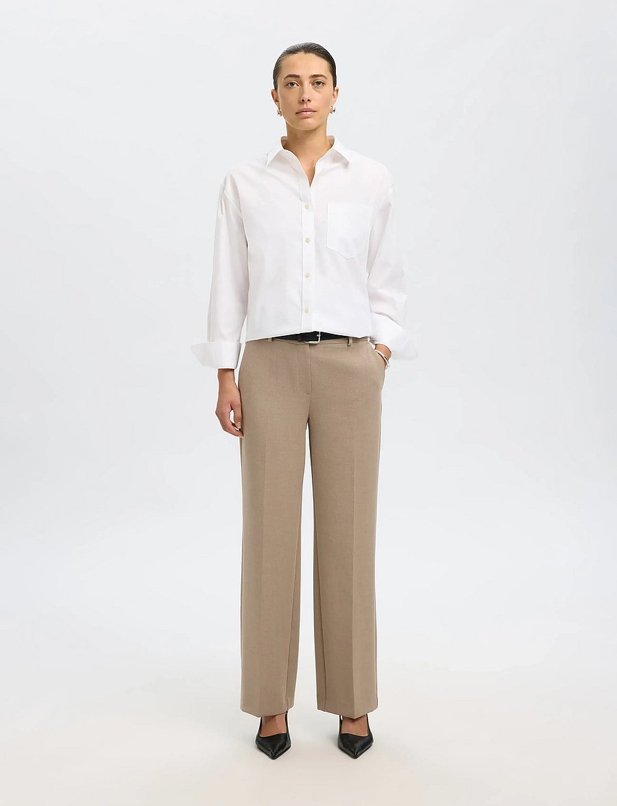 Selected - SLFRITA MW WIDE PANT CAMEL MLG N NOOS - pantalons habillés - camel - 0