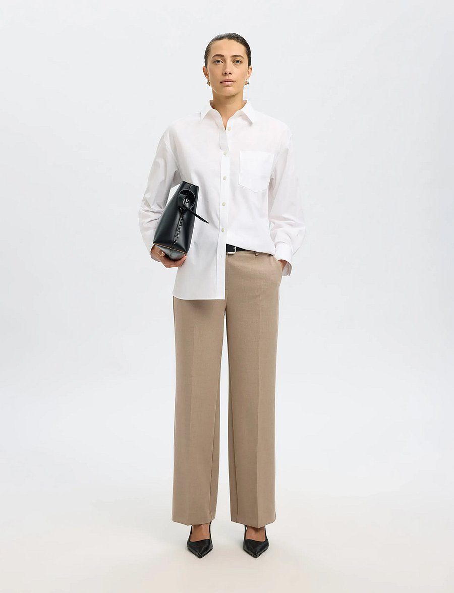 Selected - SLFRITA MW WIDE PANT CAMEL MLG N NOOS - pantalons habillés - camel - 3