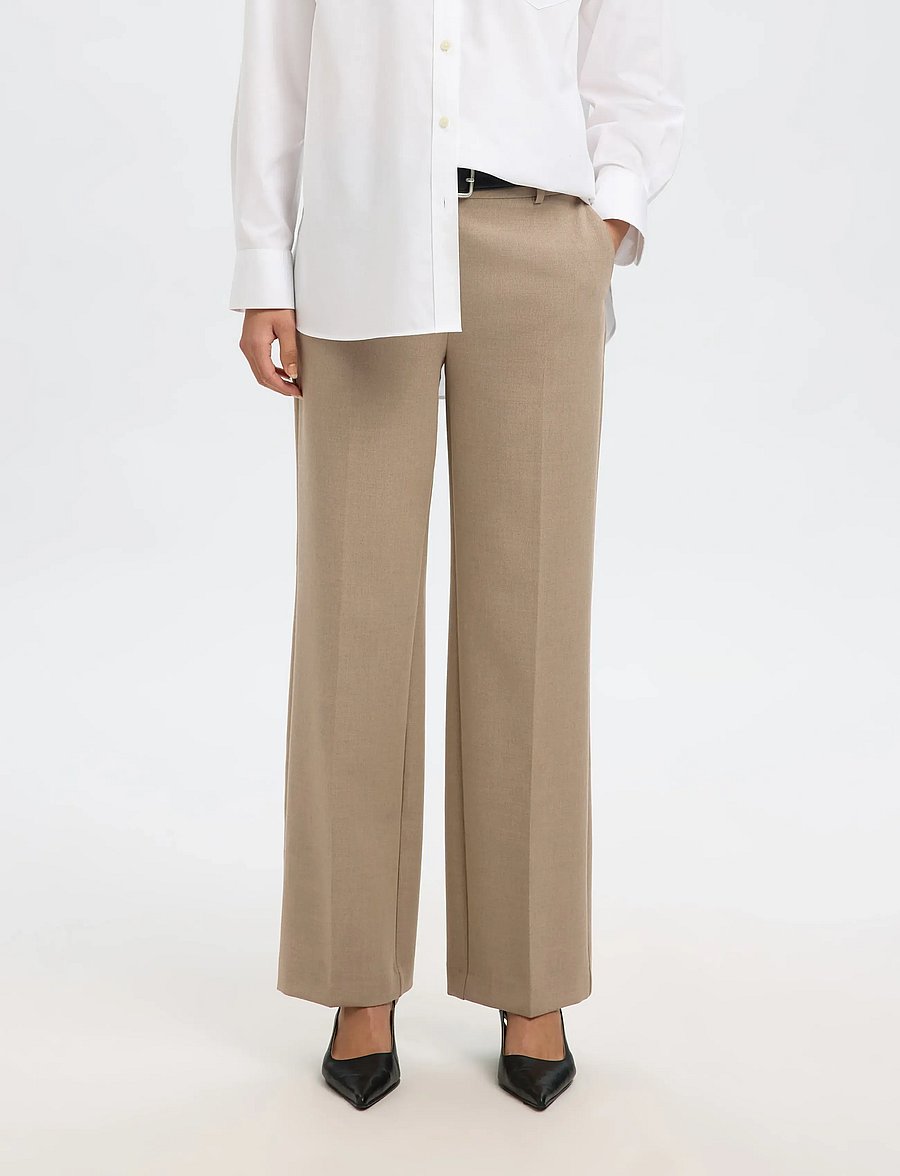 Selected - SLFRITA MW WIDE PANT CAMEL MLG N NOOS - pantalons habillés - camel - 4