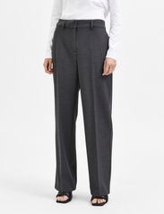 Selected Femme - SLFRITA MW WIDE PANT DGM N NOOS - tailored trousers - dark grey melange - 1