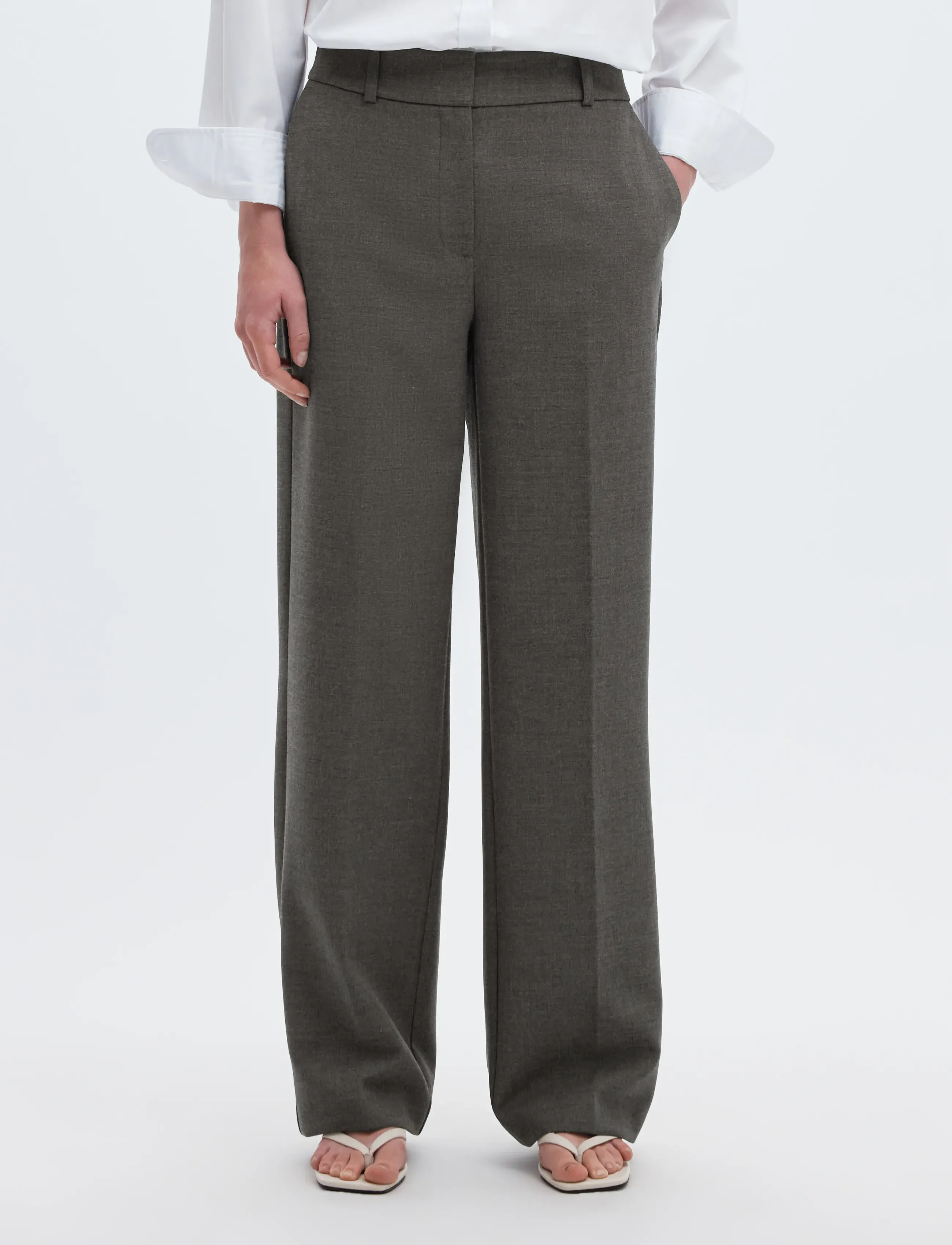 Selected SLFRITA MW WIDE PANT DGM N NOOS - Hosen - DARK GREY MELANGE / grey