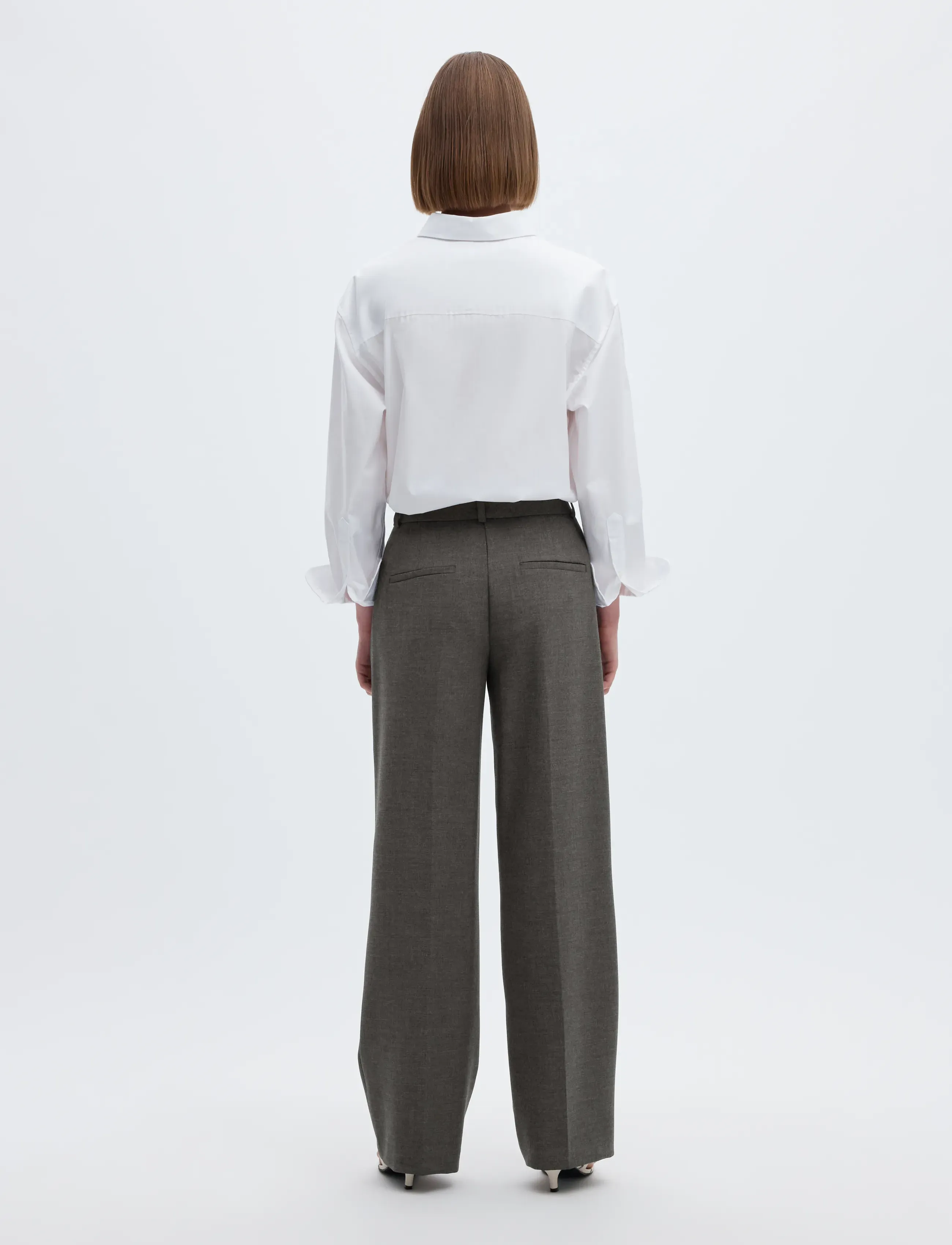 Selected - SLWRITA MW WIDE PANT DGM N NOOS - festkläder till outletpriser - dark grey melange - 2