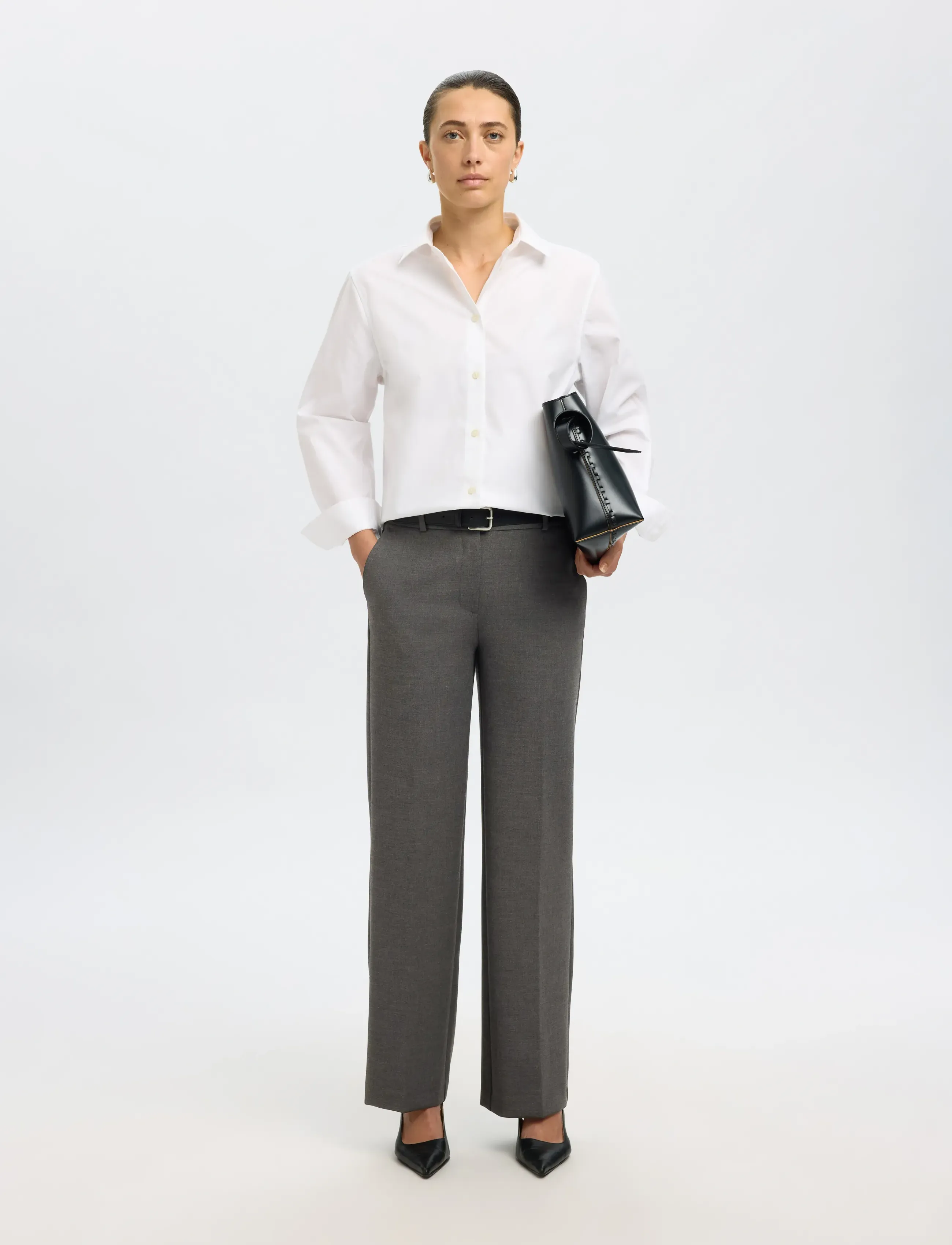 SELECTED Slfrita Mw Wide Pant Dgm N Noos kostymbyxor dam – bild 3