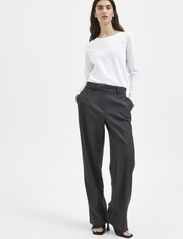 Selected Femme - SLFRITA MW WIDE PANT DGM N NOOS - tailored trousers - dark grey melange - 3