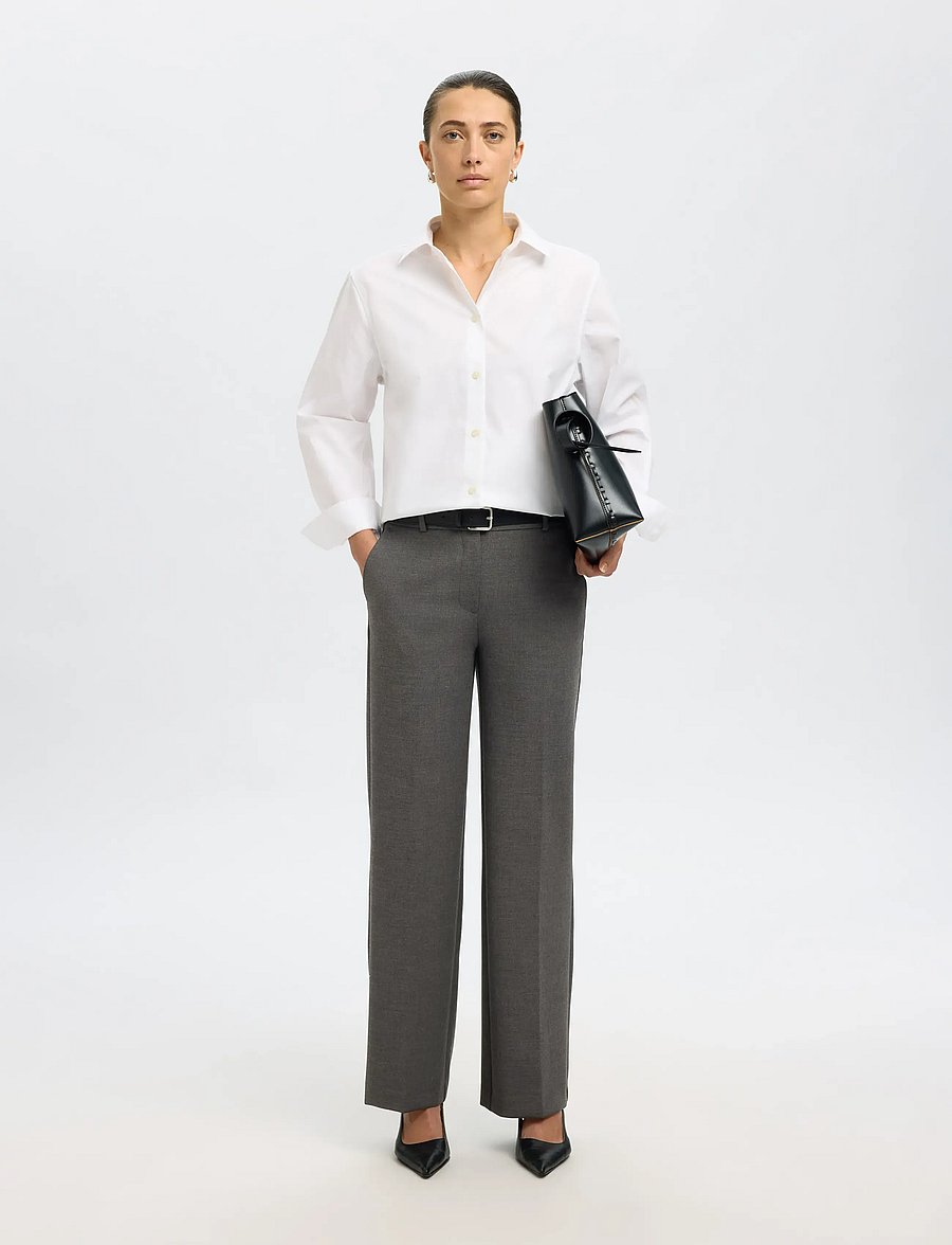 Selected - SLFRITA MW WIDE PANT DGM N NOOS - habitbukser - dark grey melange - 3