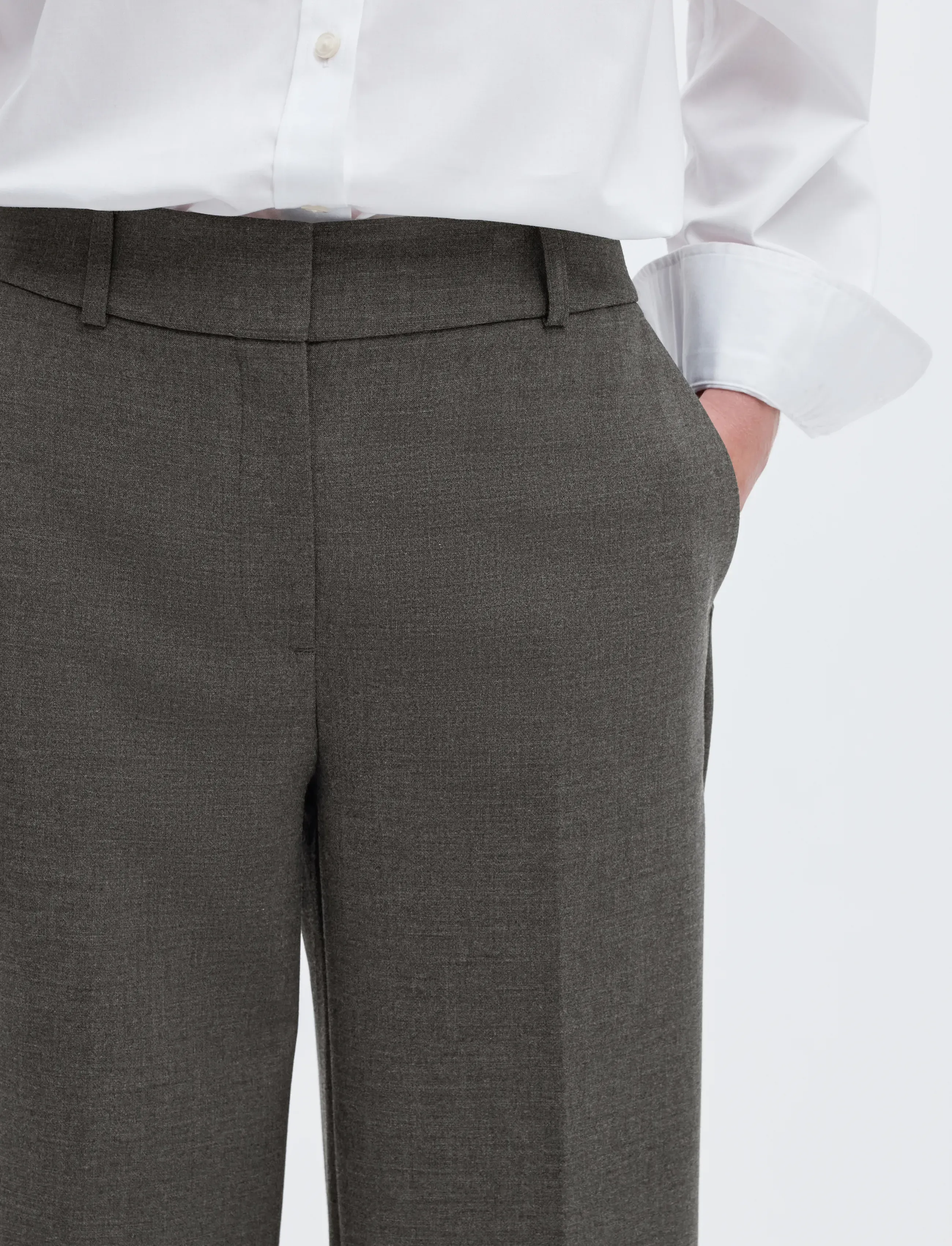 Selected - SLWRITA MW WIDE PANT DGM N NOOS - festkläder till outletpriser - dark grey melange - 4