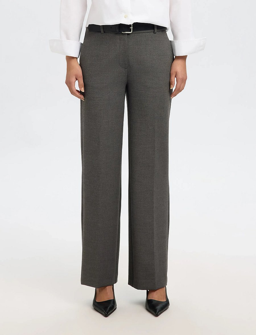 Selected - SLFRITA MW WIDE PANT DGM N NOOS - habitbukser - dark grey melange - 4