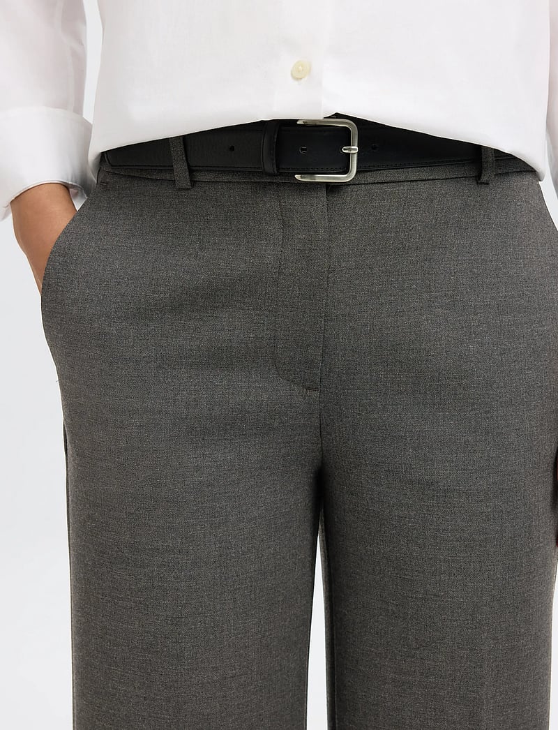 Selected - SLFRITA MW WIDE PANT DGM N NOOS - formell - dark grey melange - 5