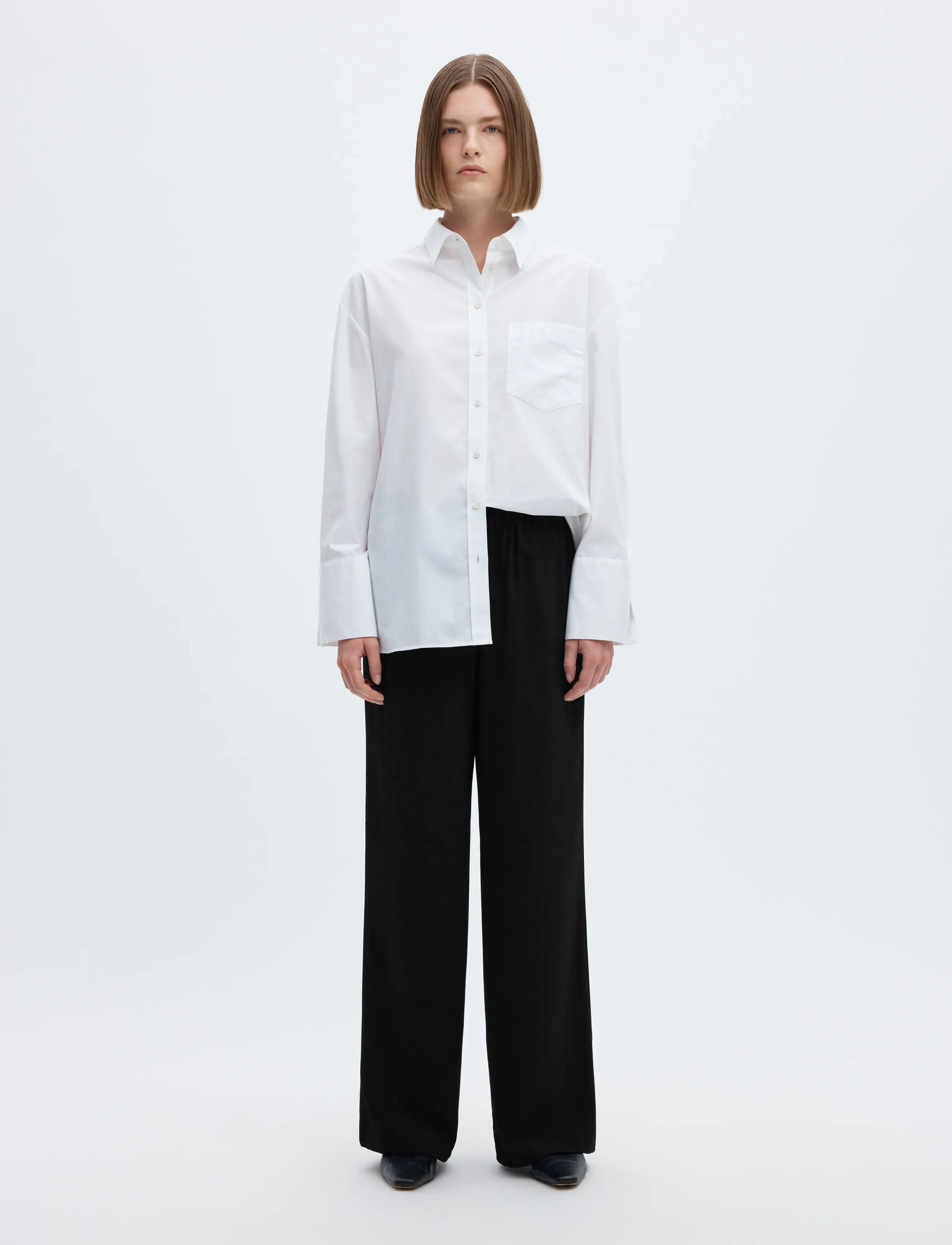Selected - SLFTINNI-RELAXED MW WIDE PANT N NOOS - bukser med brede ben - black - 4