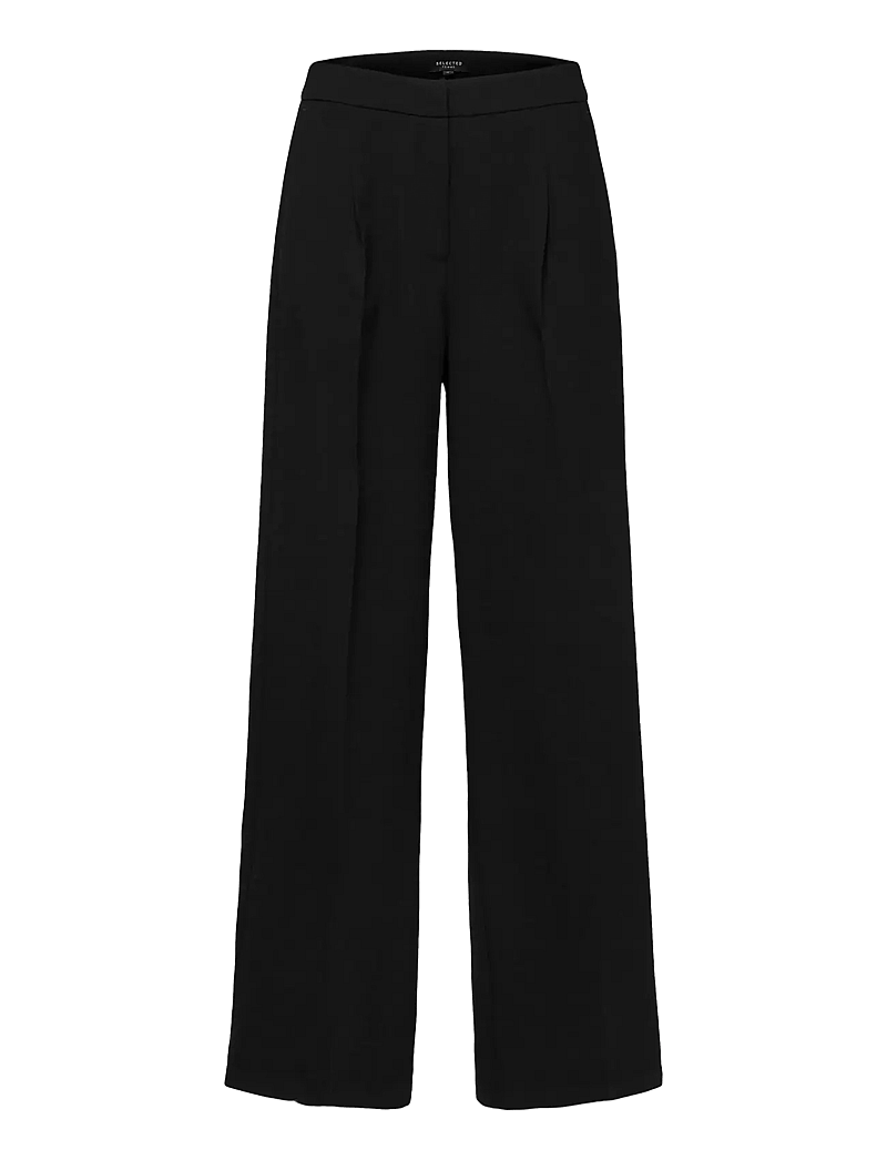 Selected - SLFTINNI MW WIDE PANT N - kostymbyxor - black - 1