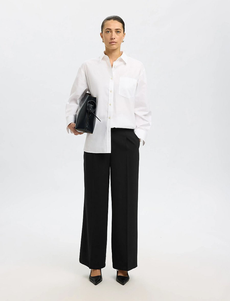 Selected - SLFTINNI MW WIDE PANT N NOOS - anzugshosen - black - 0