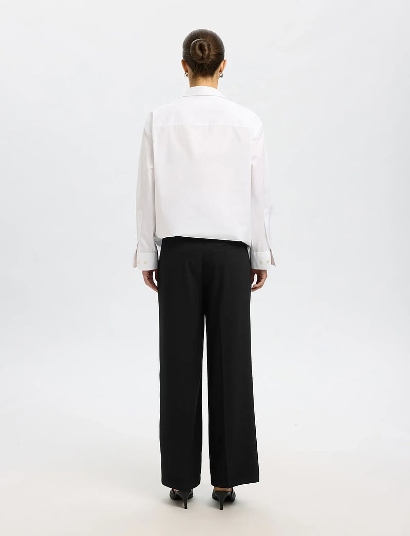 Selected - SLFTINNI MW WIDE PANT N - kostymbyxor - black - 2