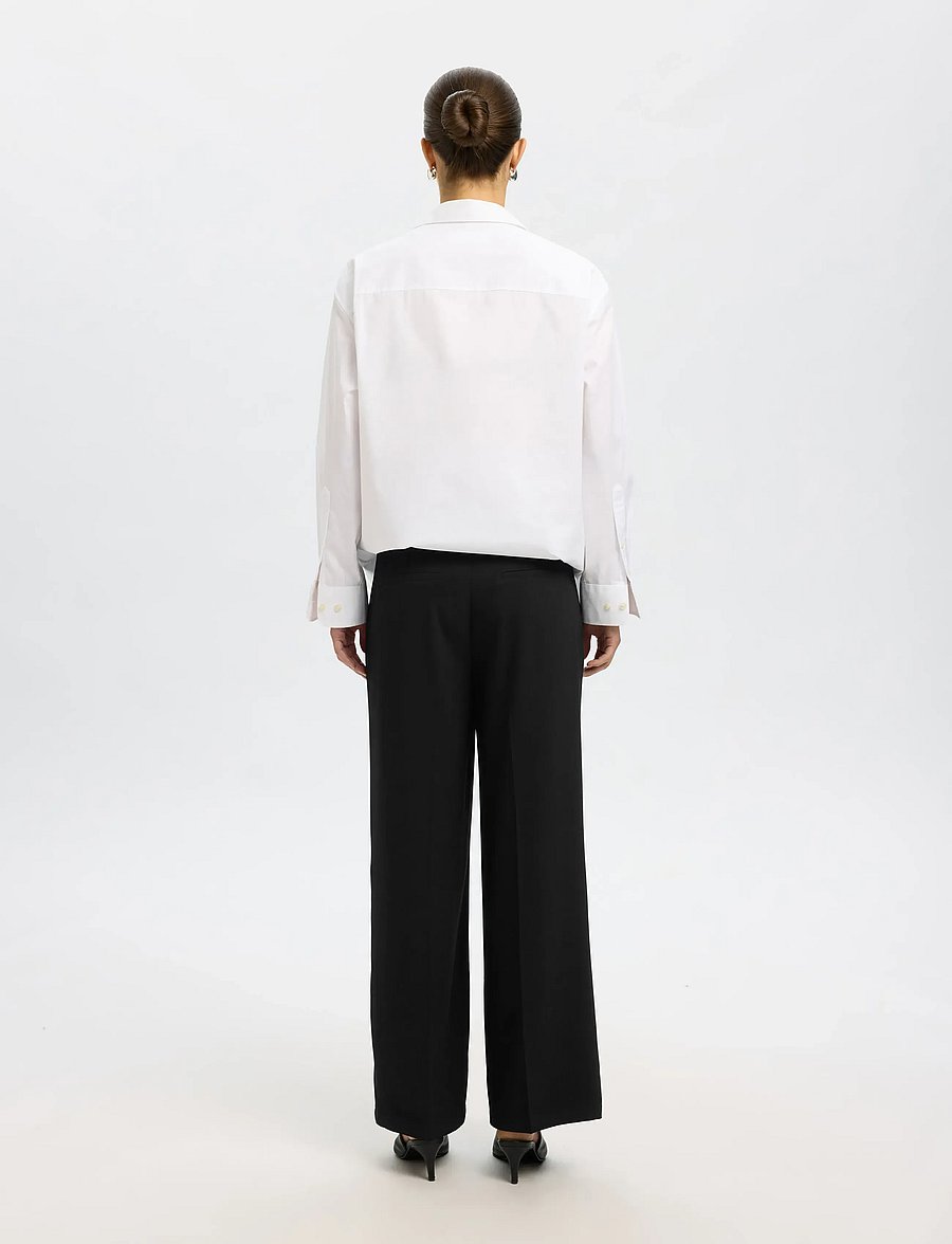Selected - SLFTINNI MW WIDE PANT N NOOS - anzugshosen - black - 2