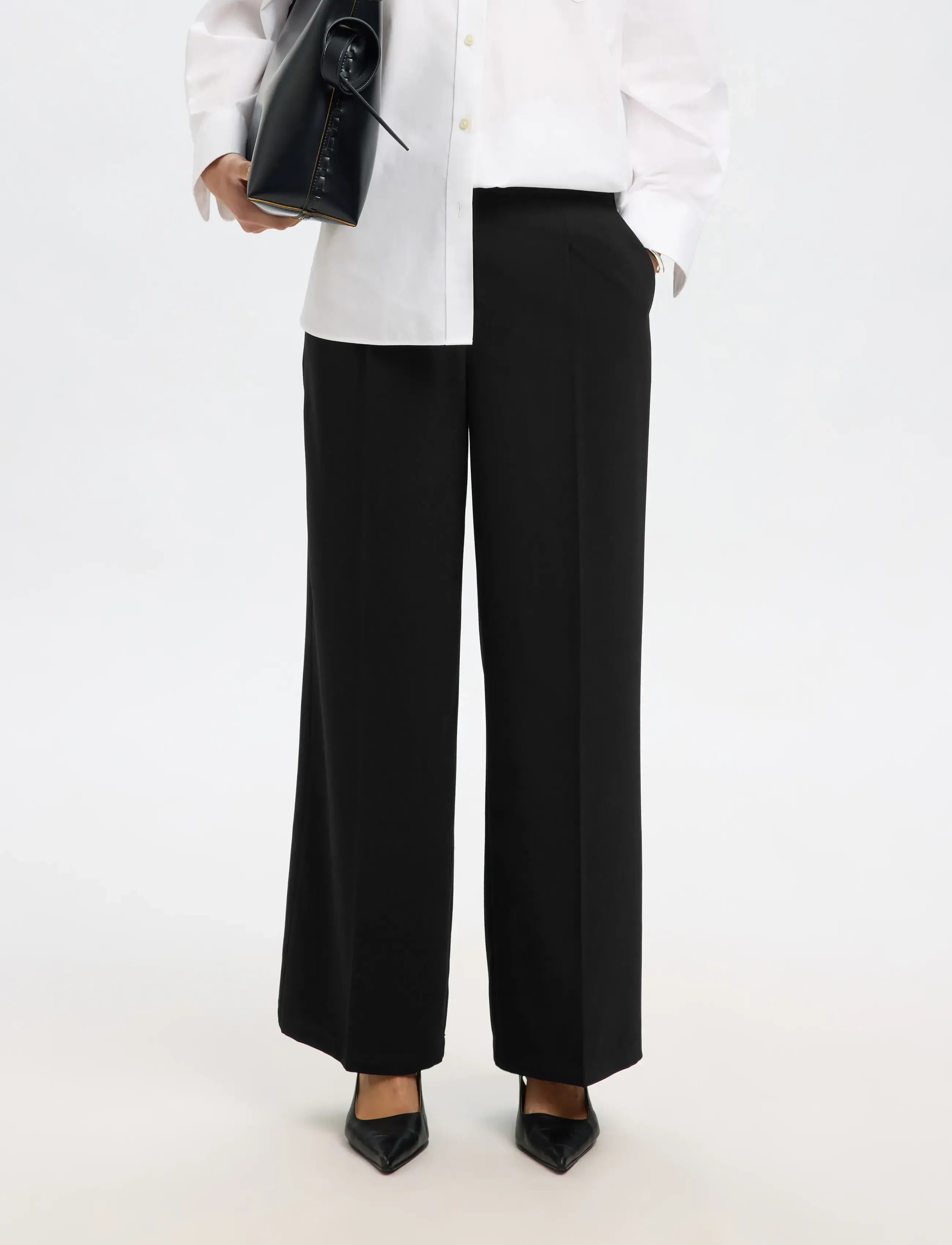 Selected - SLFTINNI MW WIDE PANT N NOOS - anzugshosen - black - 3