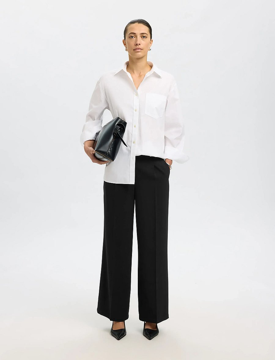 Selected - SLFTINNI MW WIDE PANT N NOOS - anzugshosen - black - 4