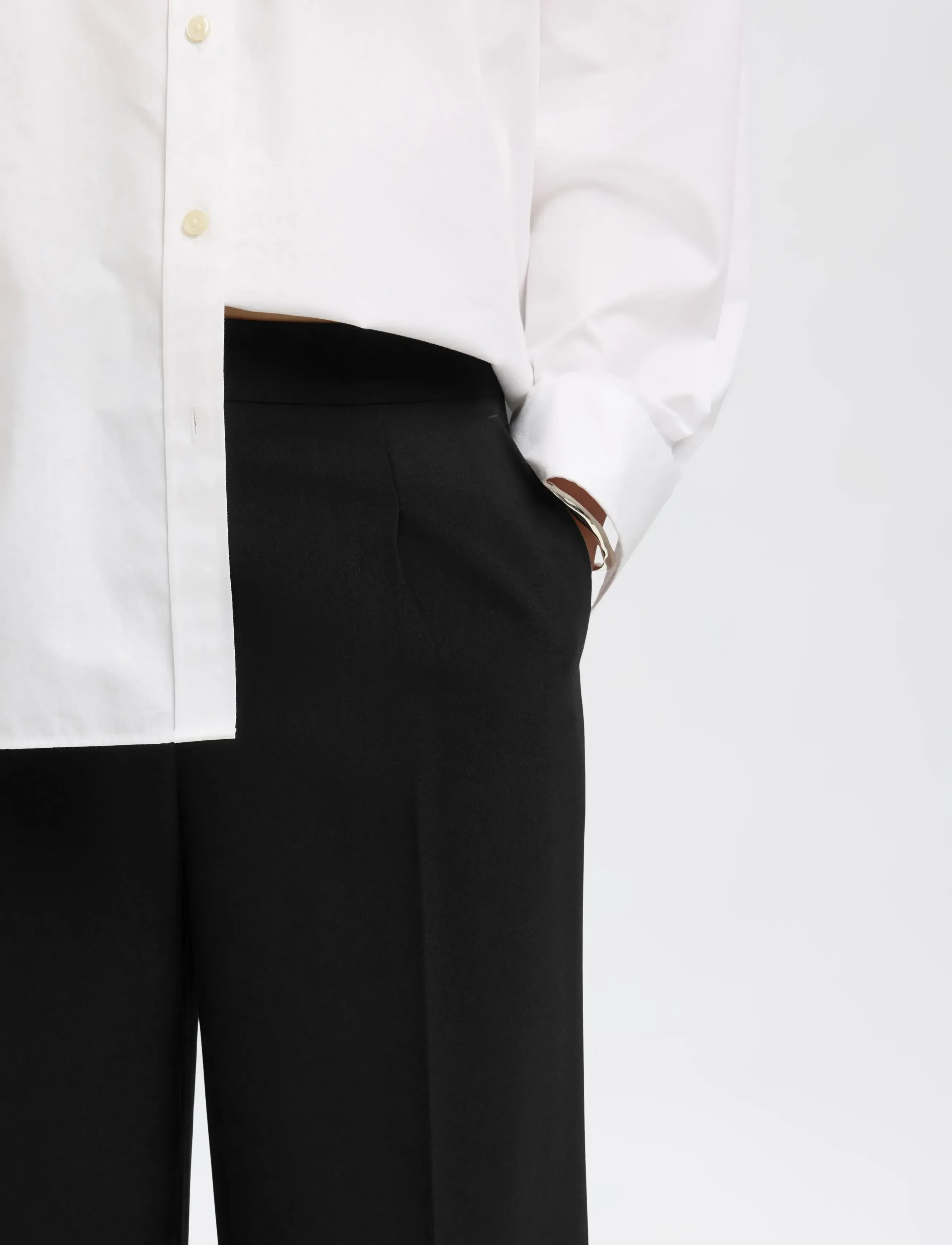 Selected - SLFTINNI MW WIDE PANT N NOOS - anzugshosen - black - 5