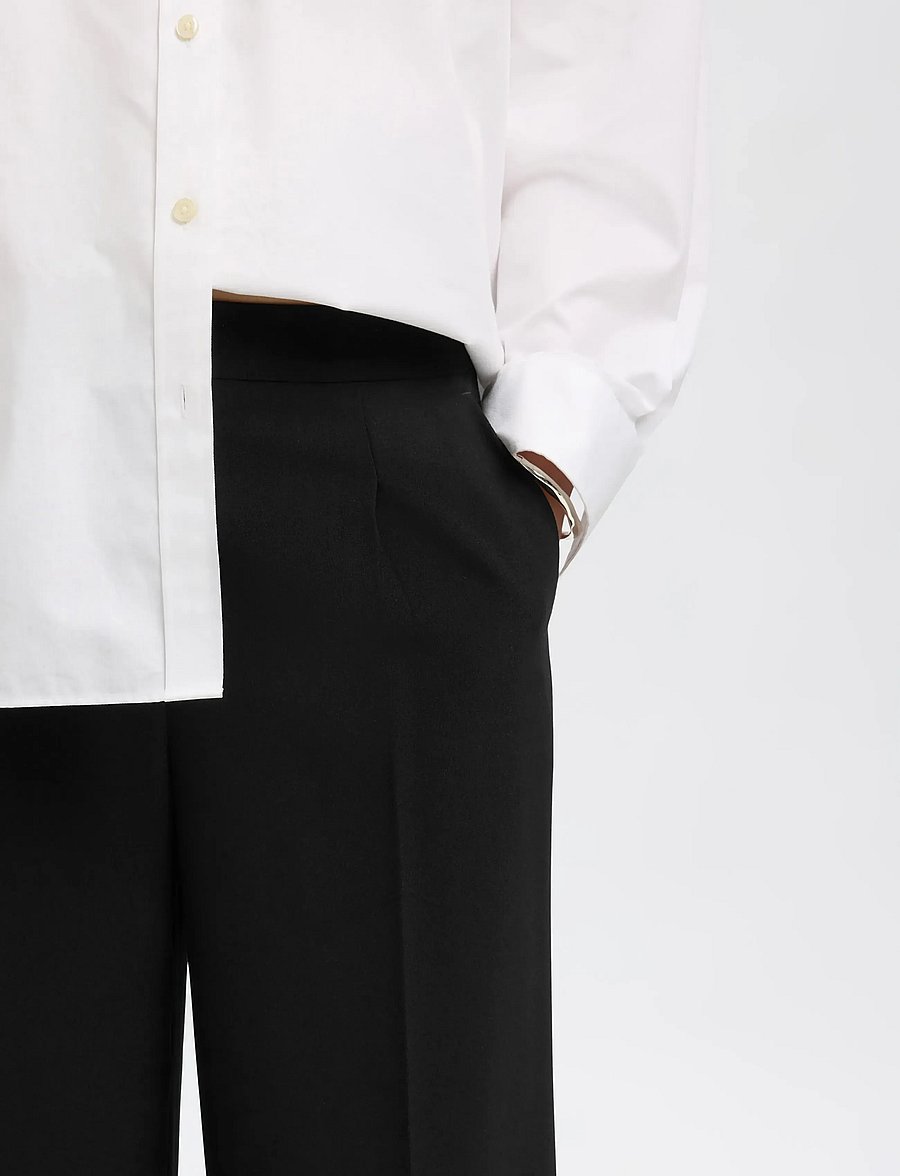 Selected - SLFTINNI MW WIDE PANT N NOOS - anzugshosen - black - 5