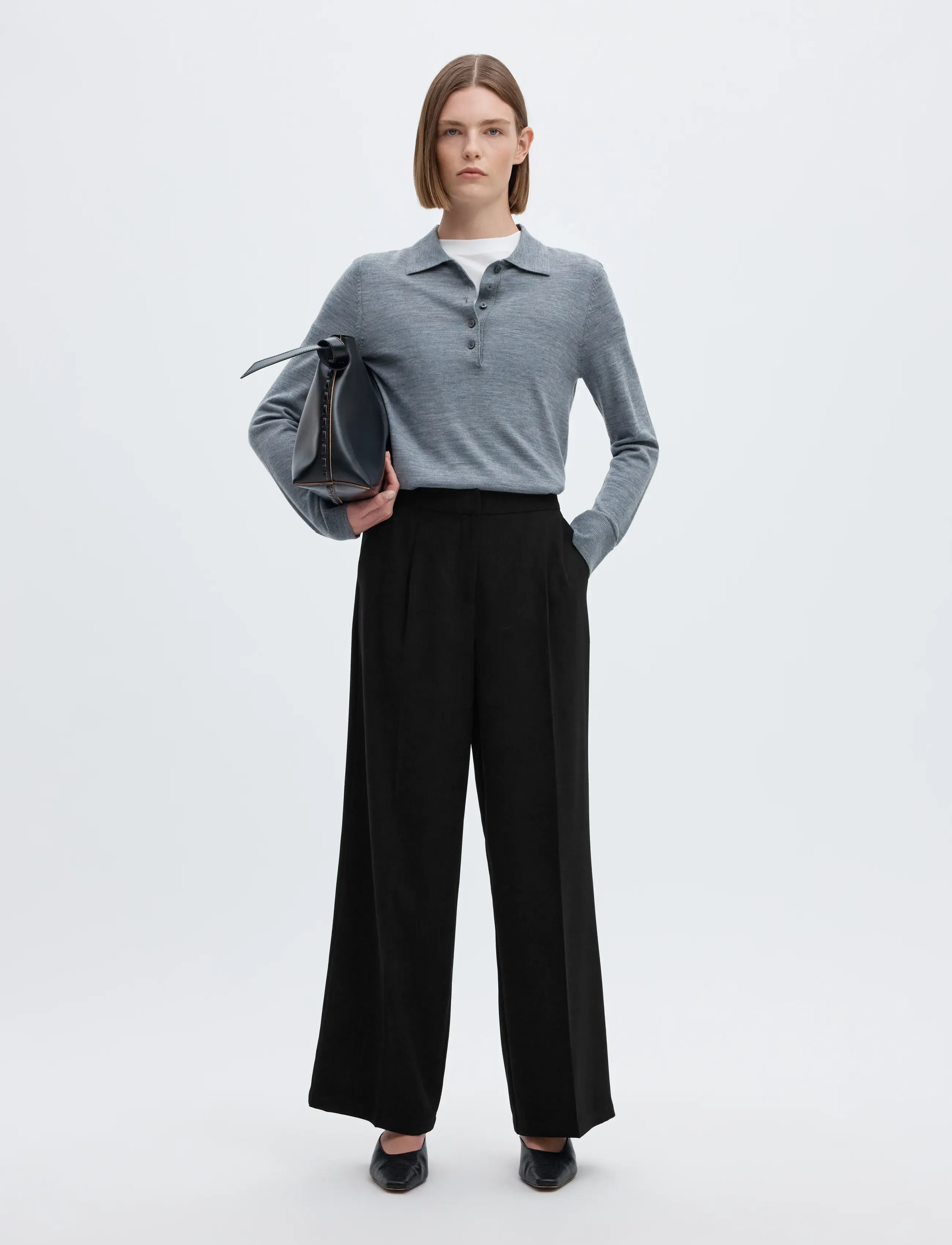 Selected - SLFTINNI MW WIDE PANT N NOOS - pidulikud püksid - black - 5
