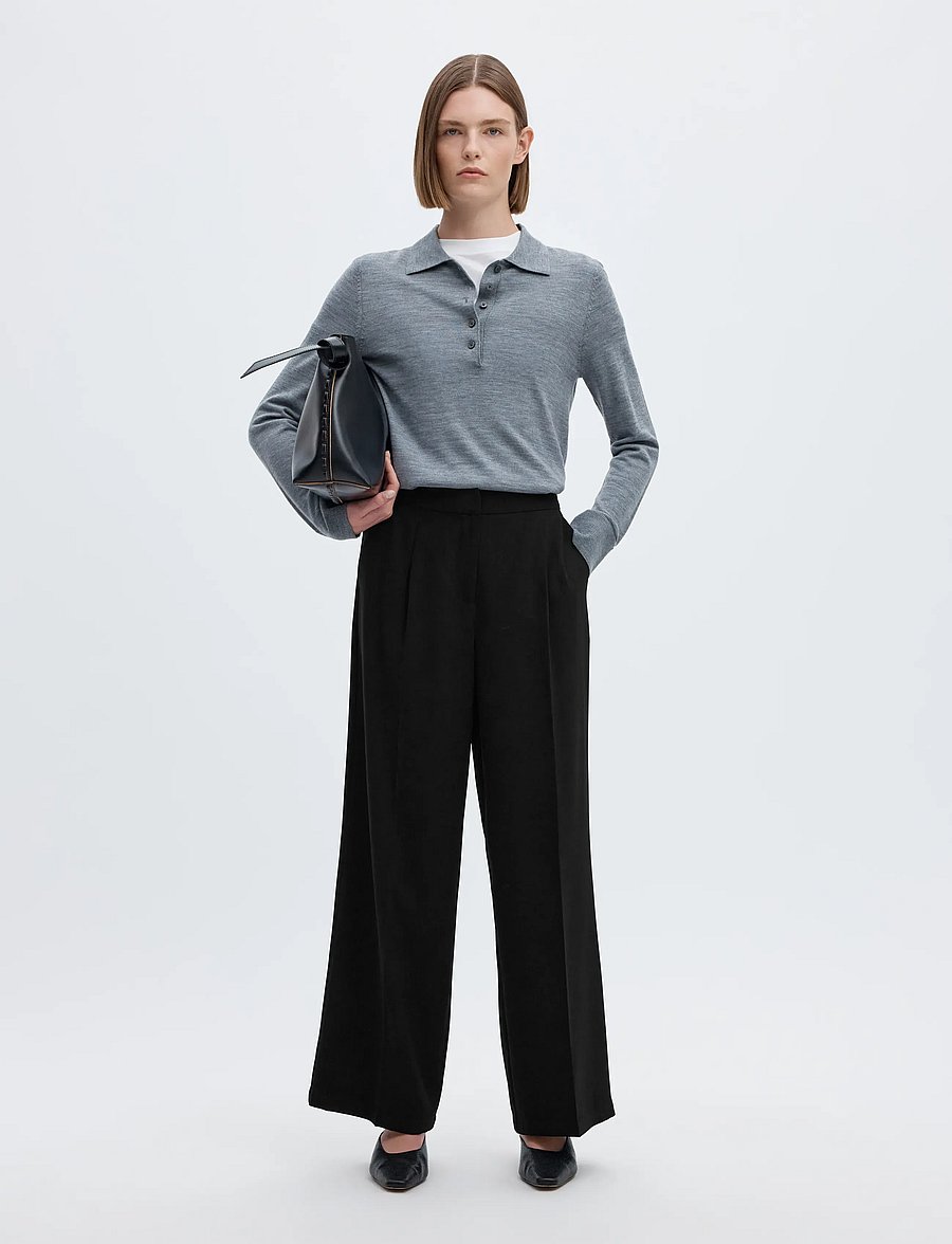 Selected - SLFTINNI MW WIDE PANT N NOOS - pidulikud püksid - black - 5