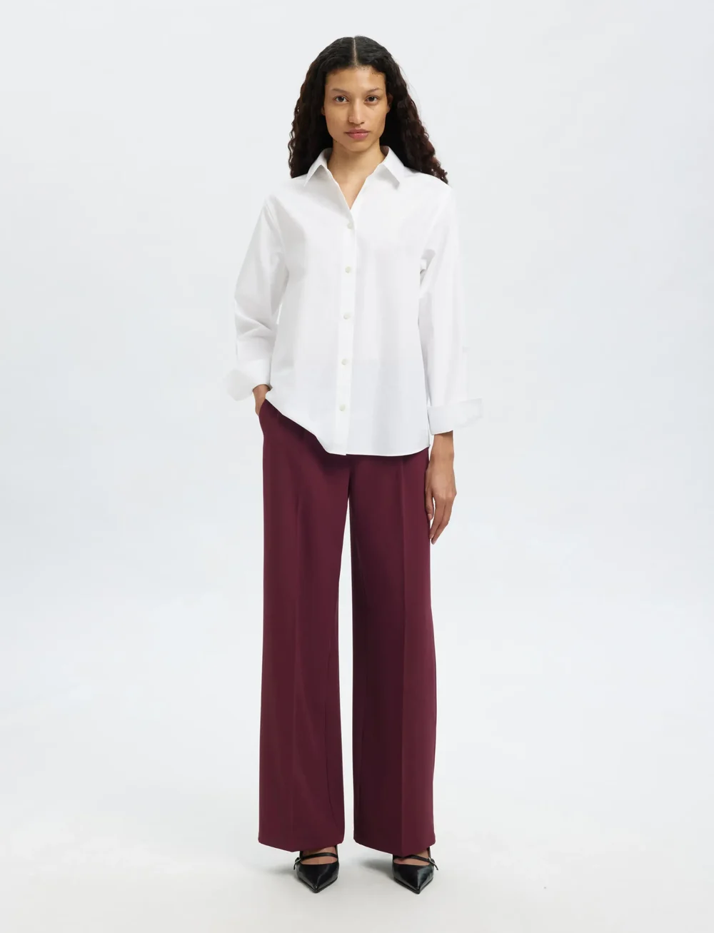 Selected - SLFTINNI MW WIDE PANT N NOOS - habitbukser - fig - 3