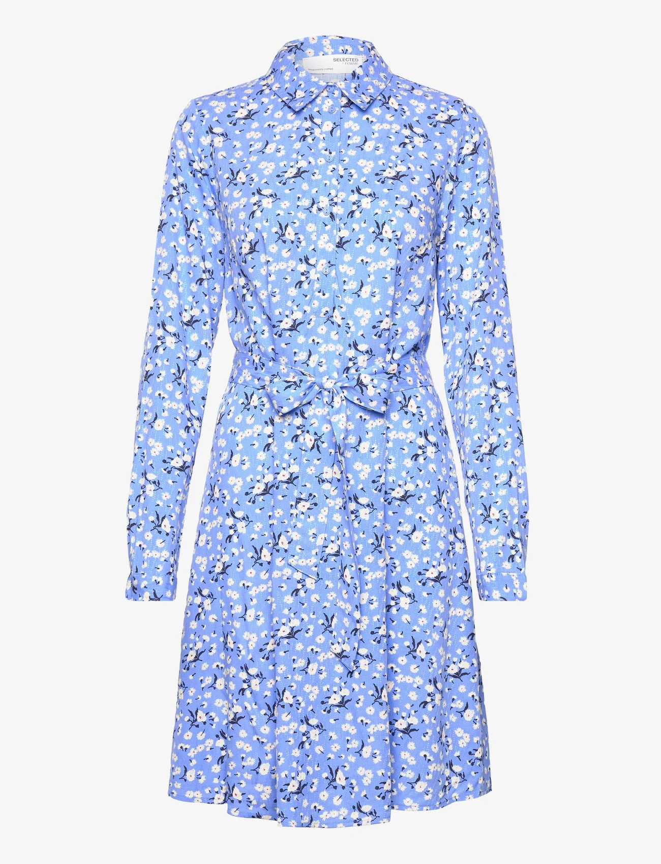 Selected Femme - SLFEVIG LS SHORT DRESS D2 - marškinių tipo suknelės - ultramarine - 0