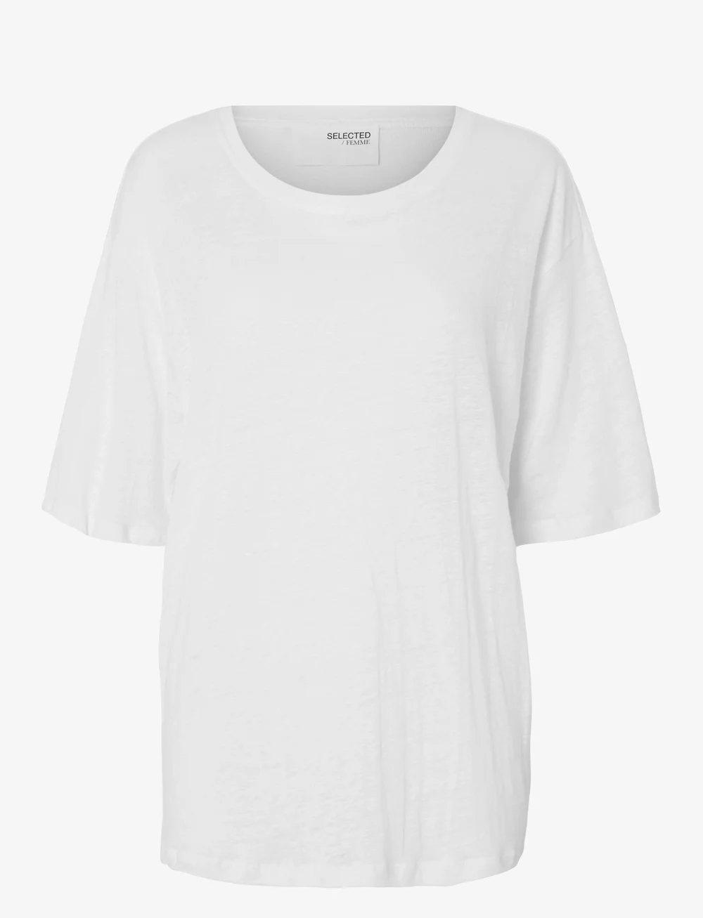 Selected - SLFVILJA LINEN SS TEE - t-shirts - bright white - 1